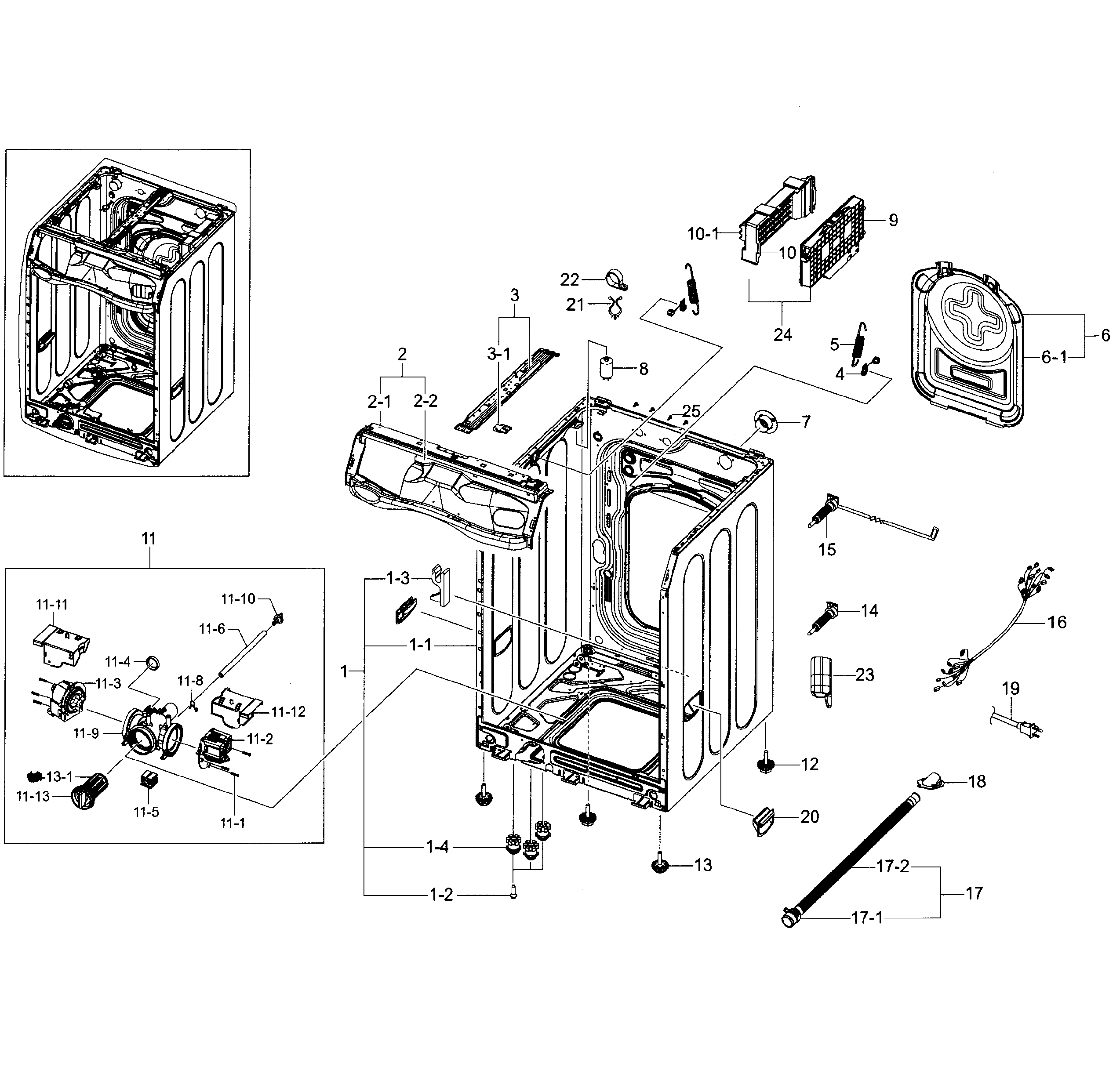 Samsung WF42H5400AF/A2-00 frame & cover diagram