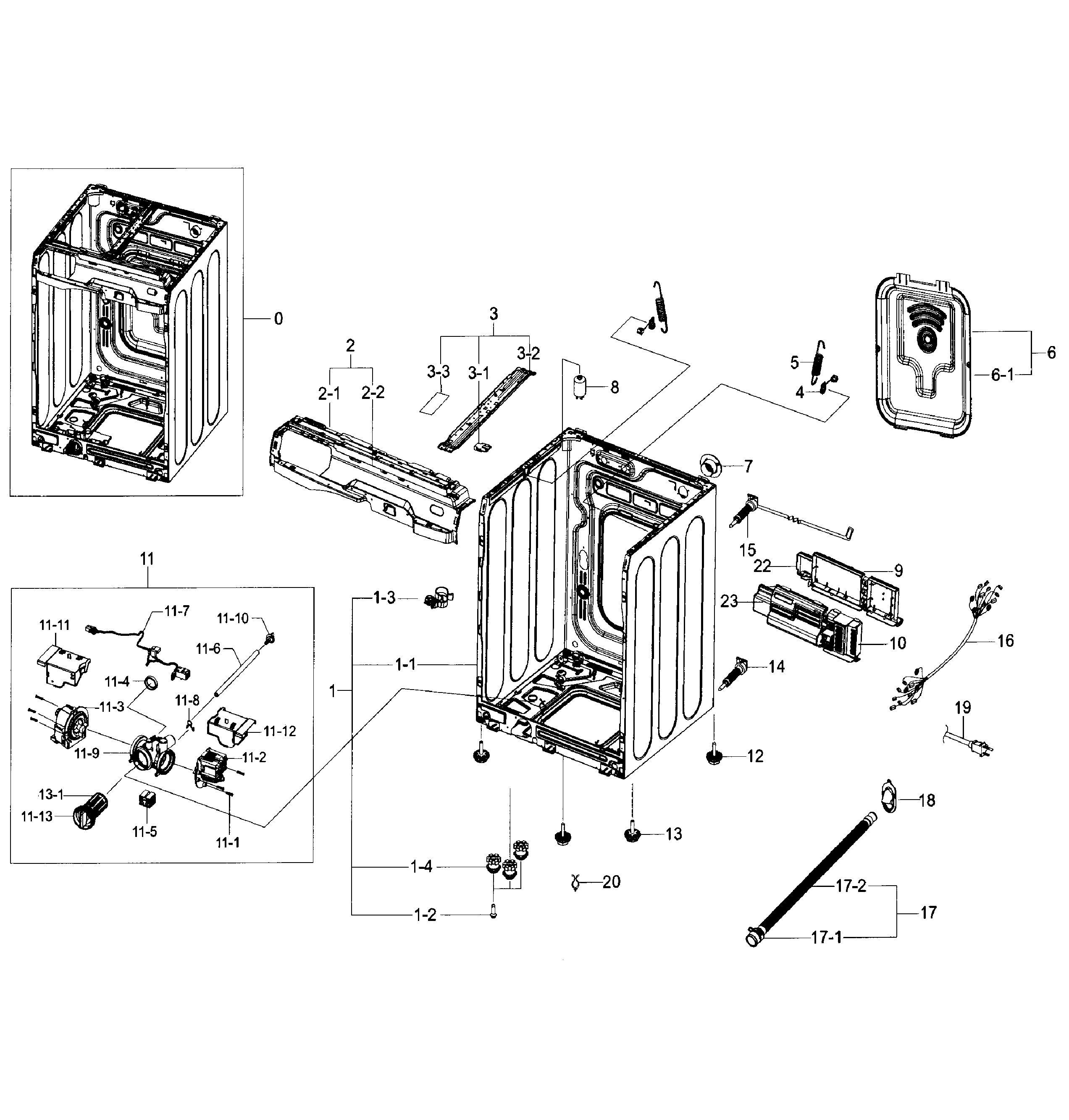Samsung WF56H9100AG/A2-00 frame & cover diagram