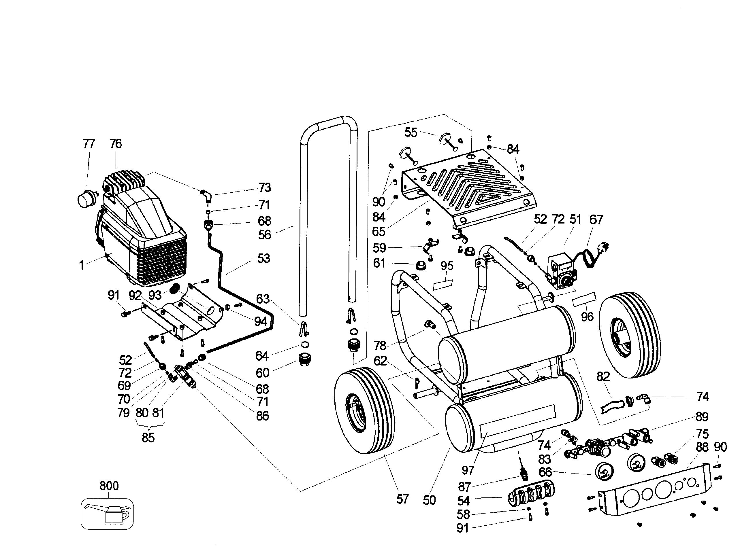 DeWalt D55154 TYPE 1 frame assy diagram