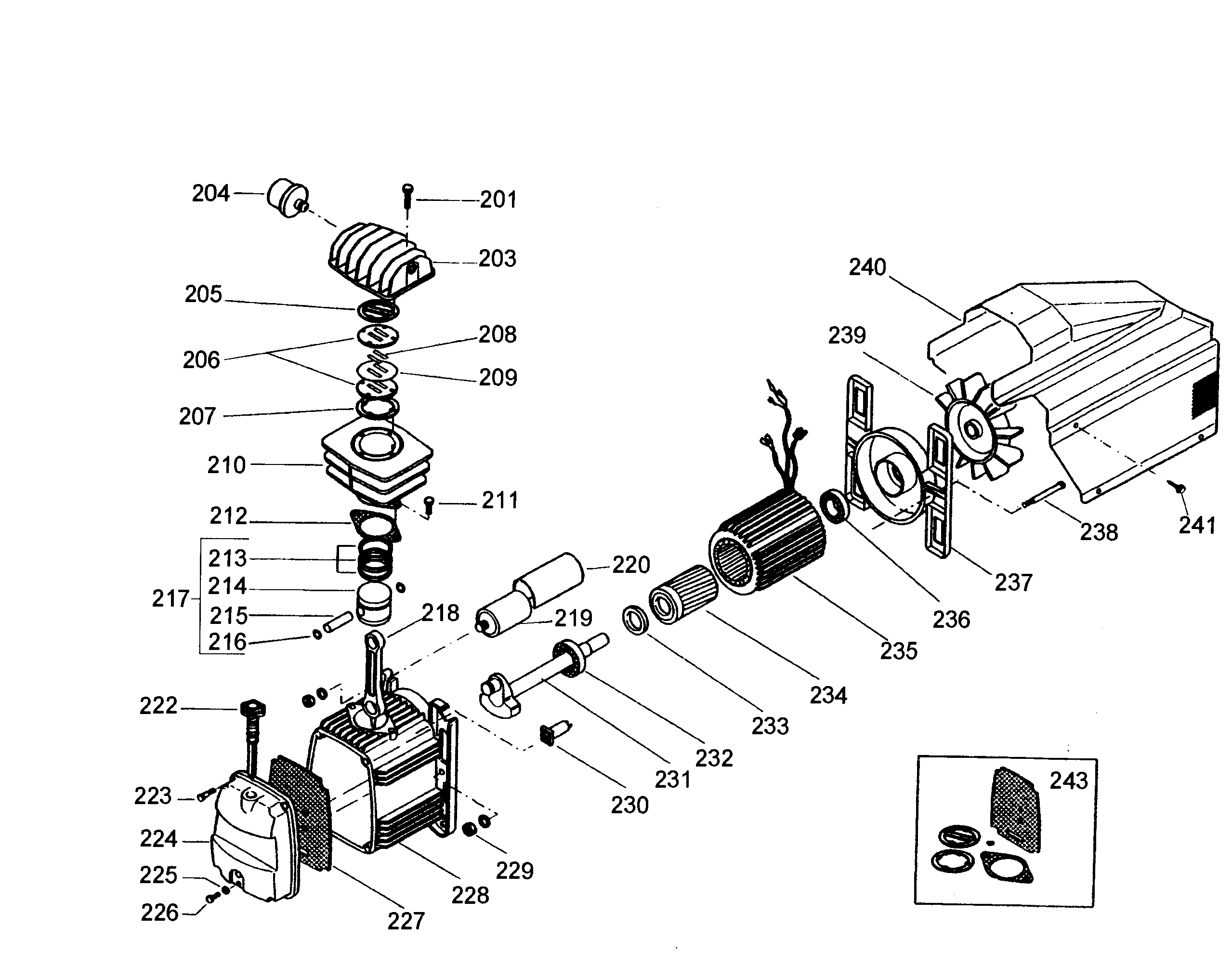 DeWalt D55154 TYPE 1 compressor assy diagram