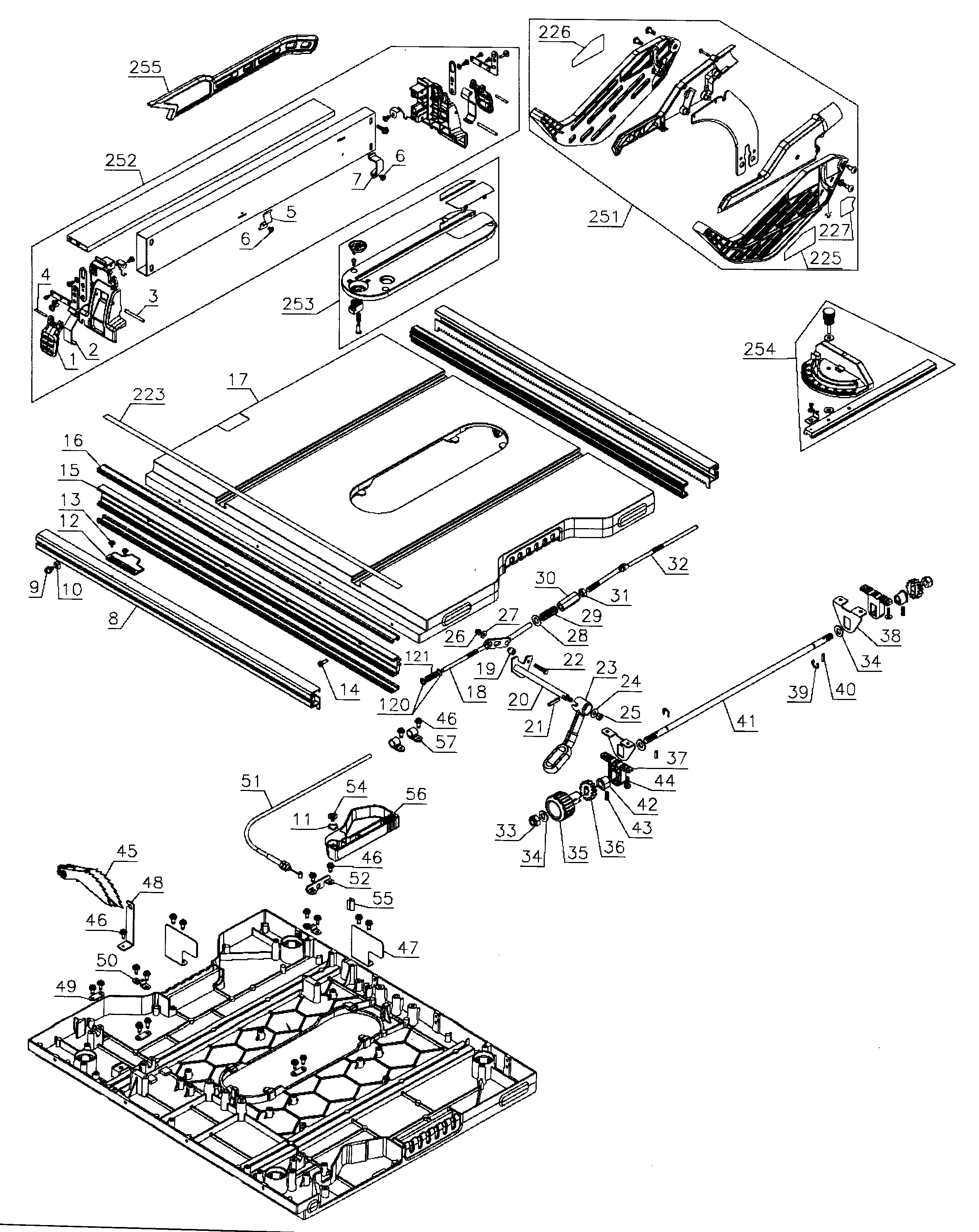 DeWalt DWE7490X TYPE 1 table assy diagram