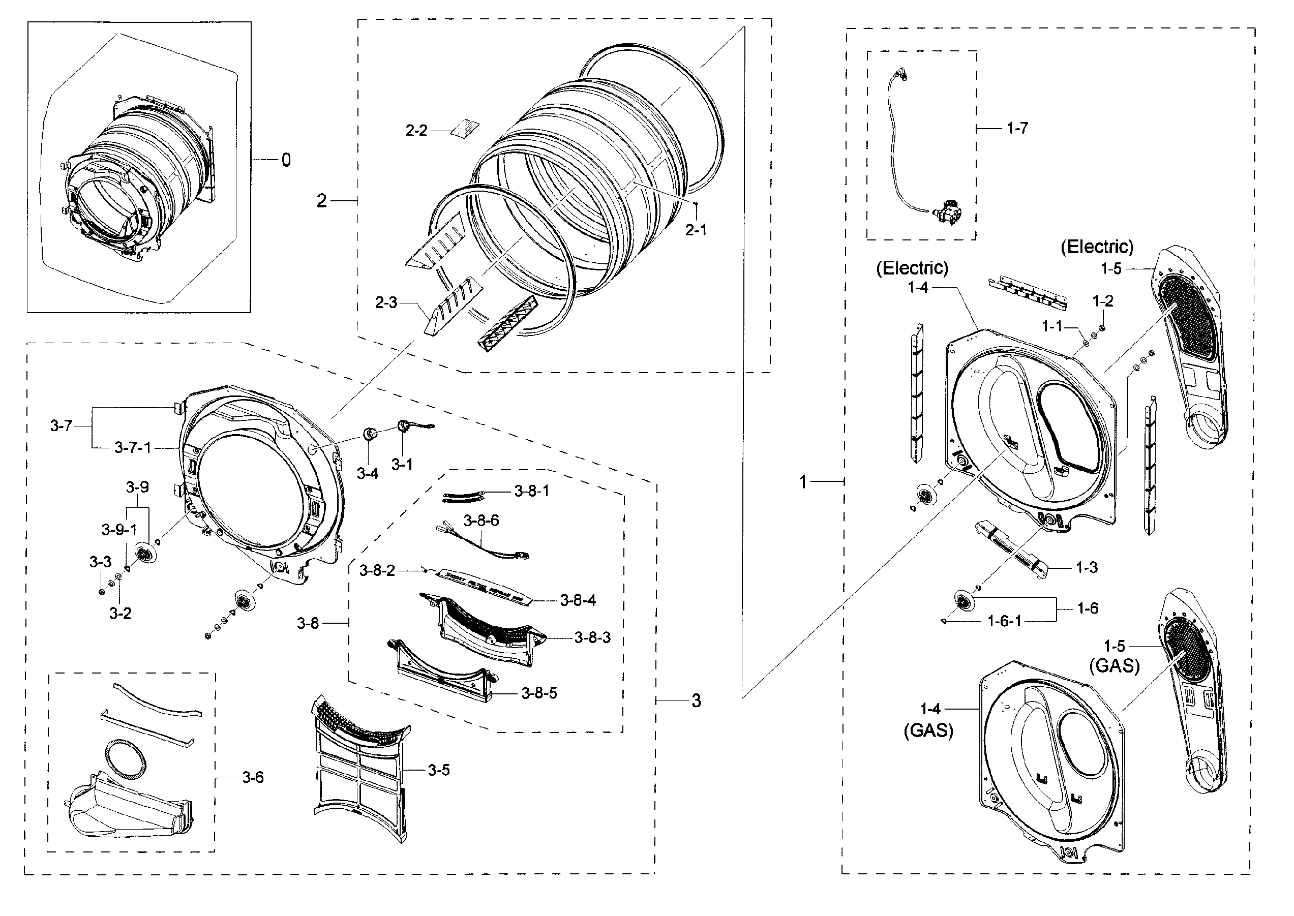Samsung DV42H5200EF/A3-00 drum diagram