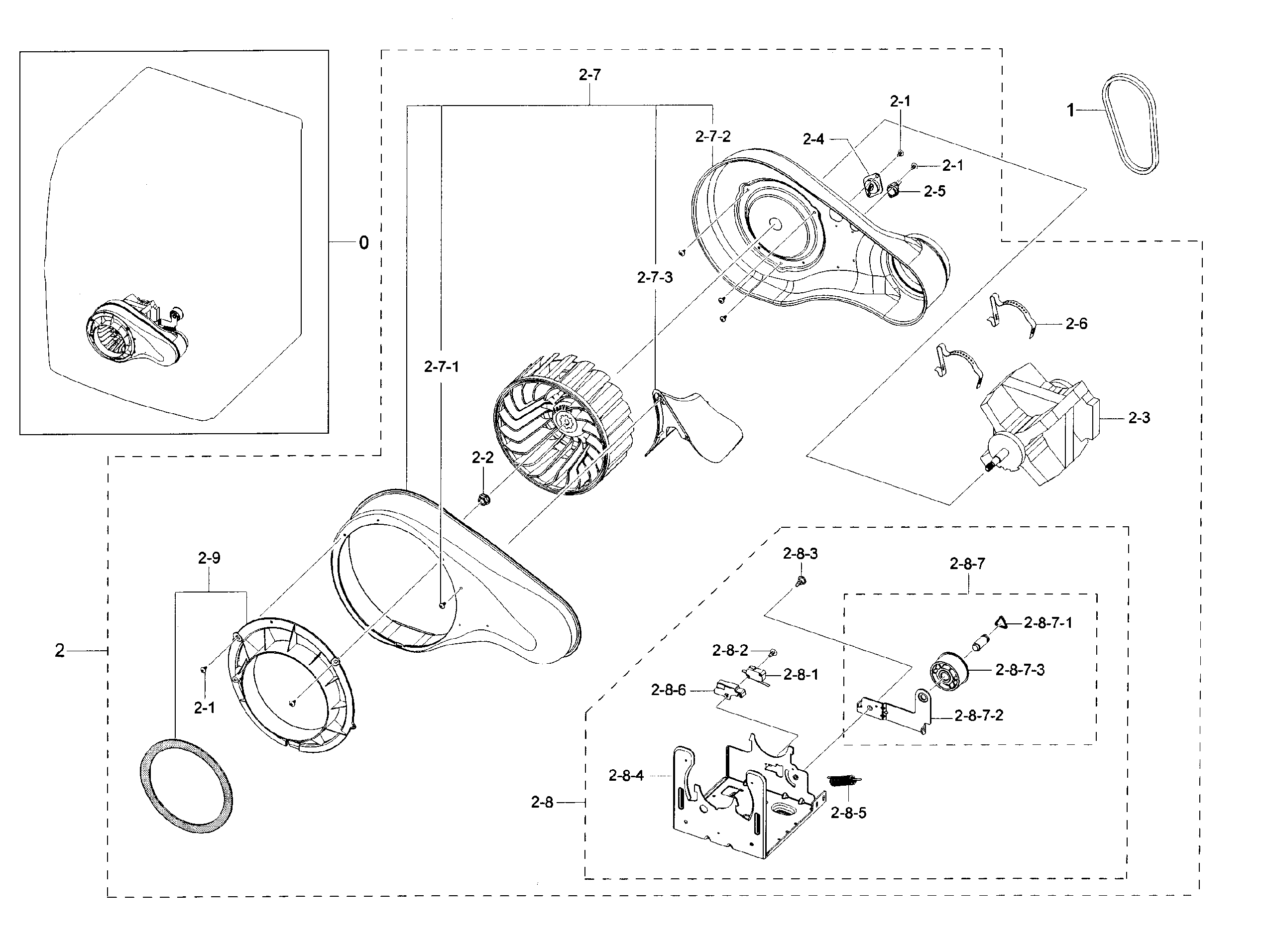 Samsung DV42H5000EW/A3-00 motor duct diagram