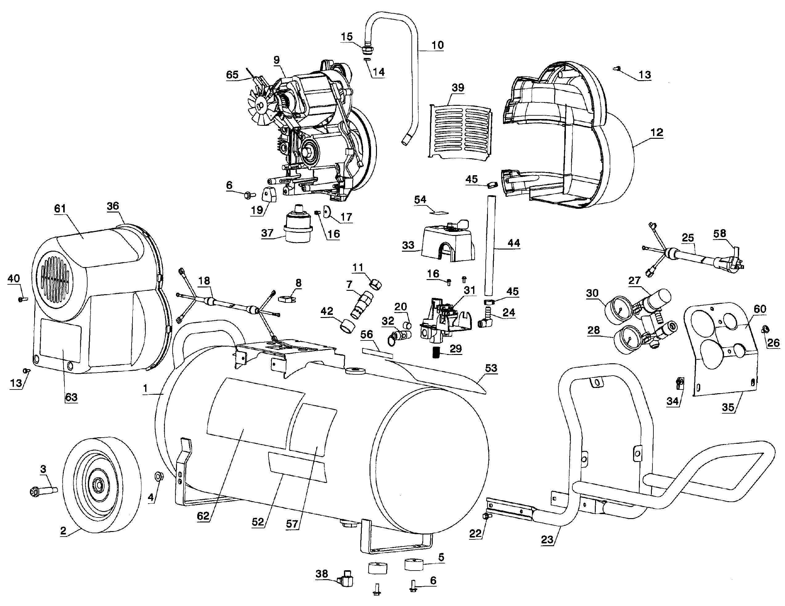 DeWalt D55167 TYPE 1 compressor assy diagram