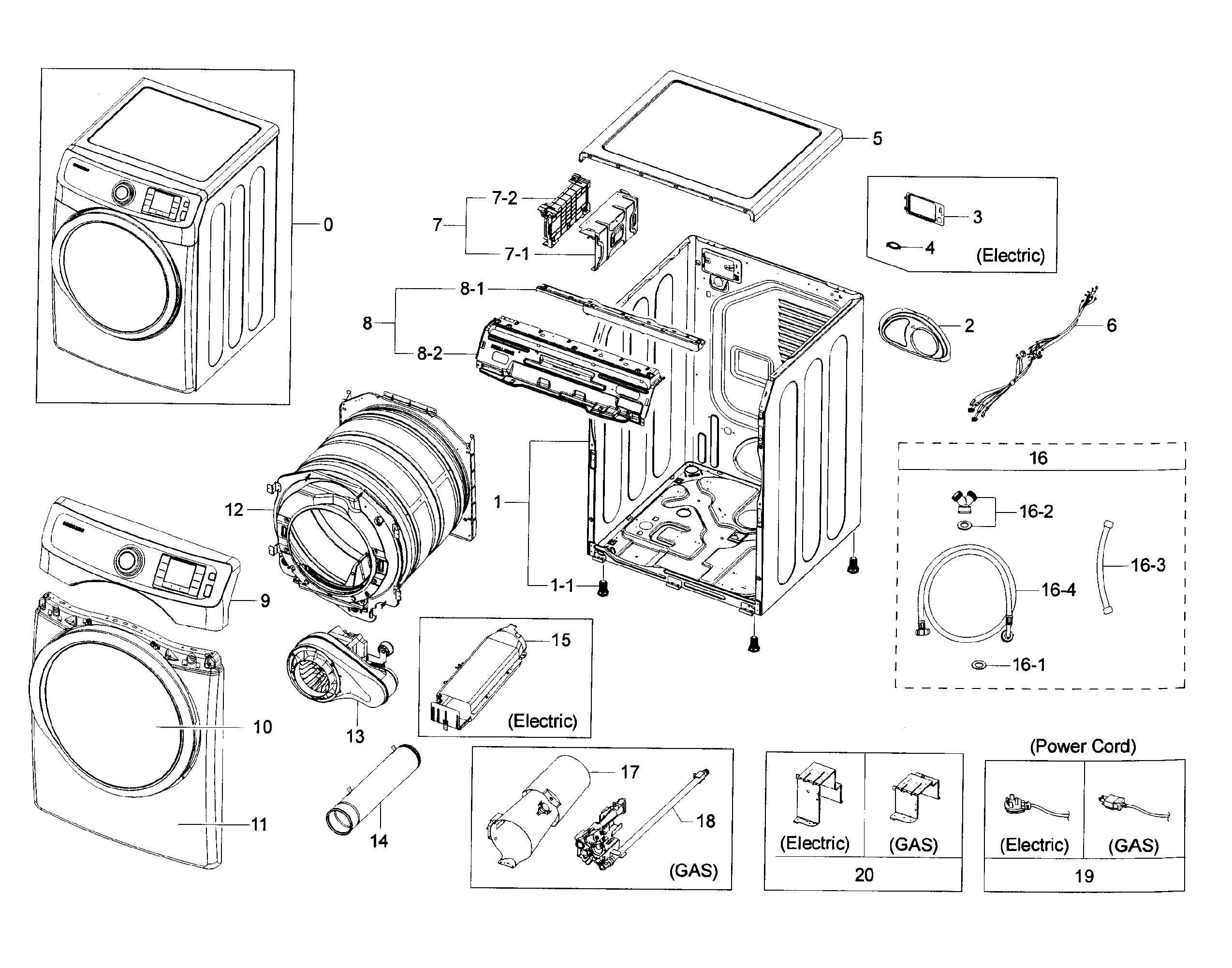 Samsung DV42H5400EW/A3-00 main assy diagram