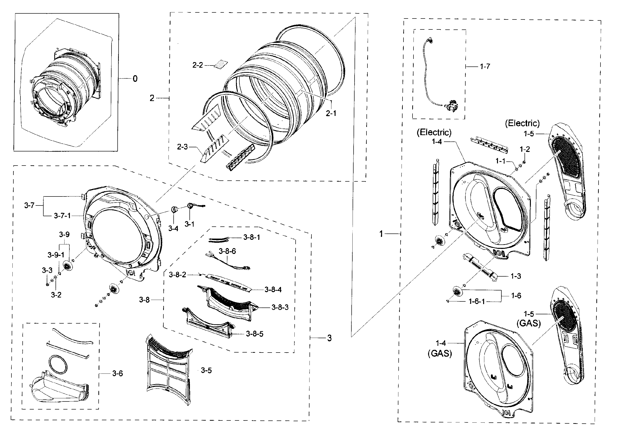 Samsung DV42H5400EW/A3-00 drum diagram