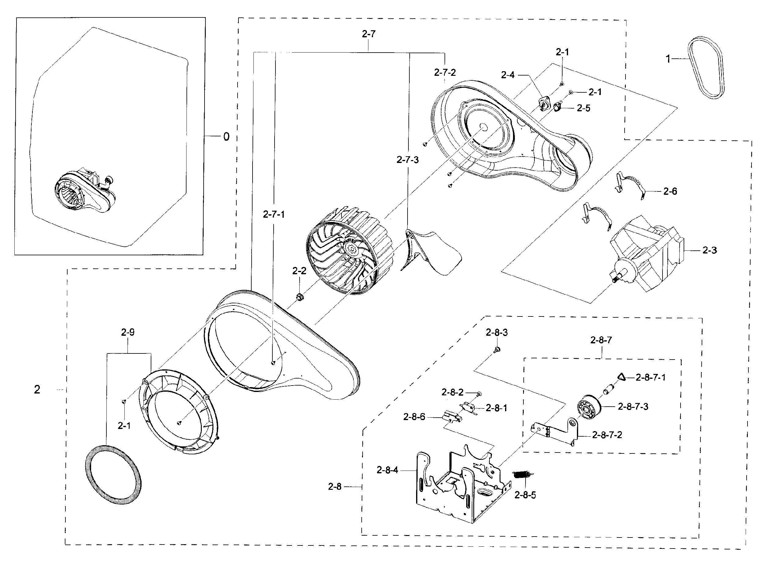 Samsung DV42H5400EW/A3-00 motor duct diagram