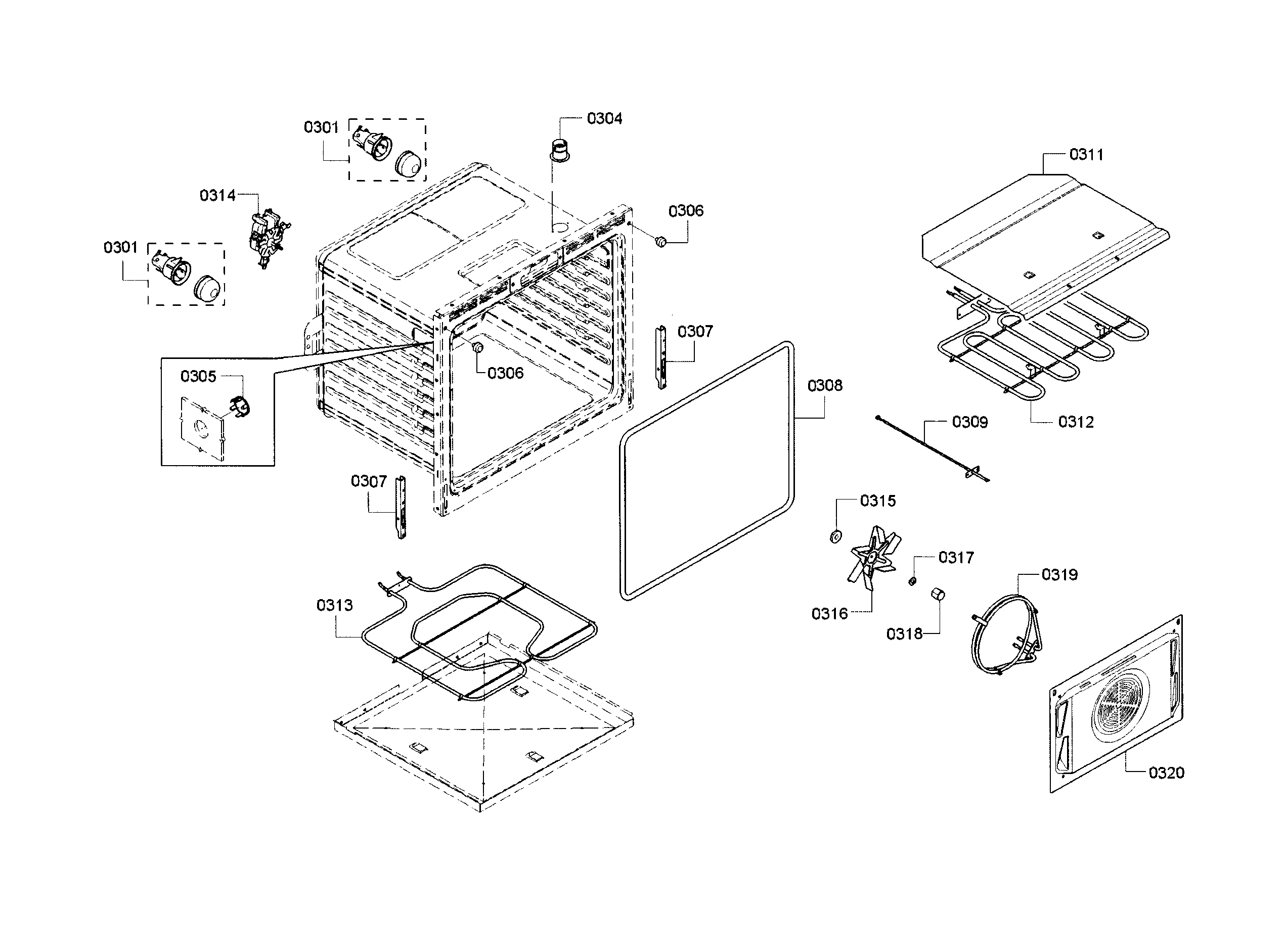 Bosch HBN5651UC/01 cavity-upper diagram