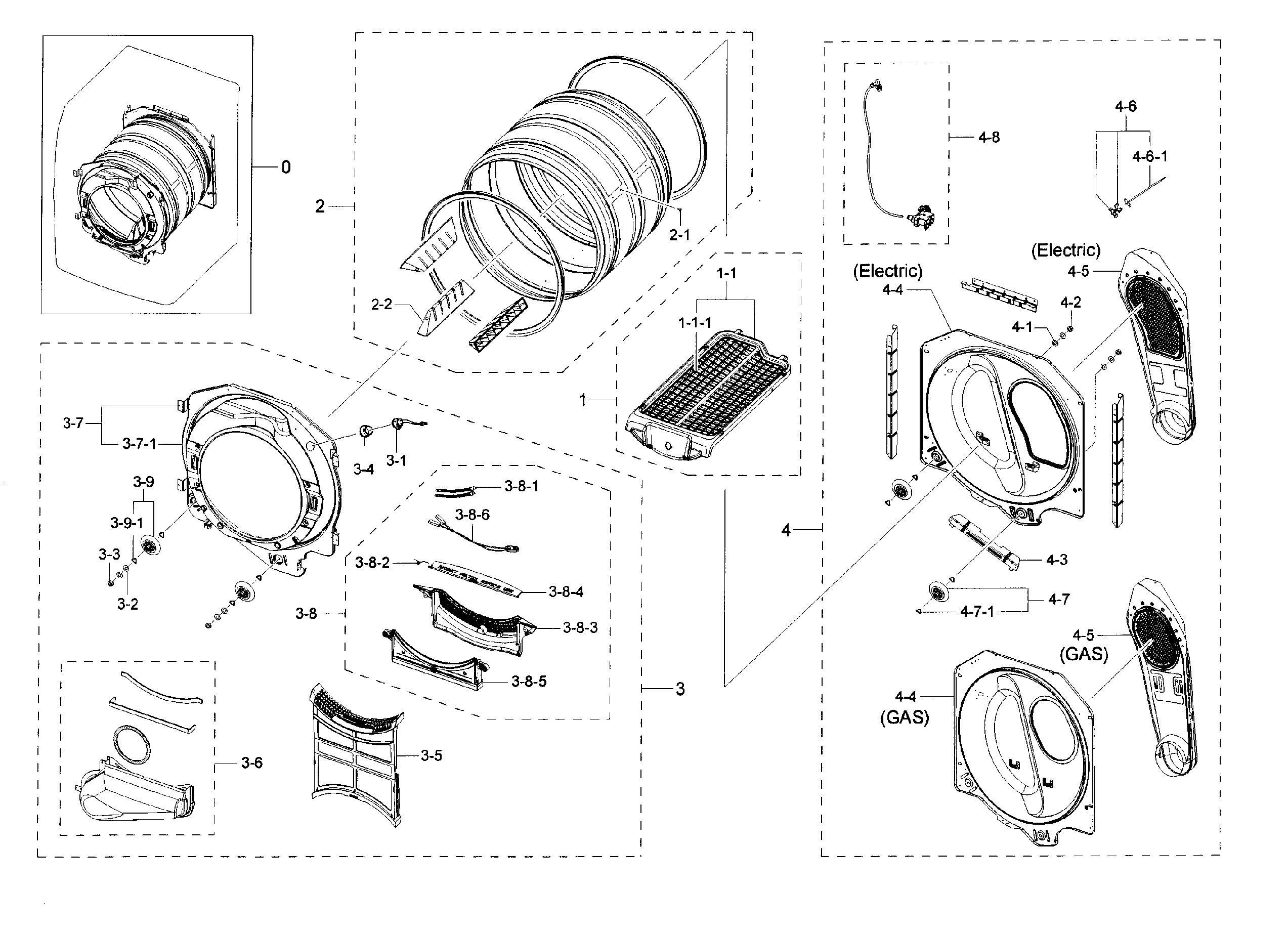 Samsung DV45H6300EW/A3-00 drum diagram