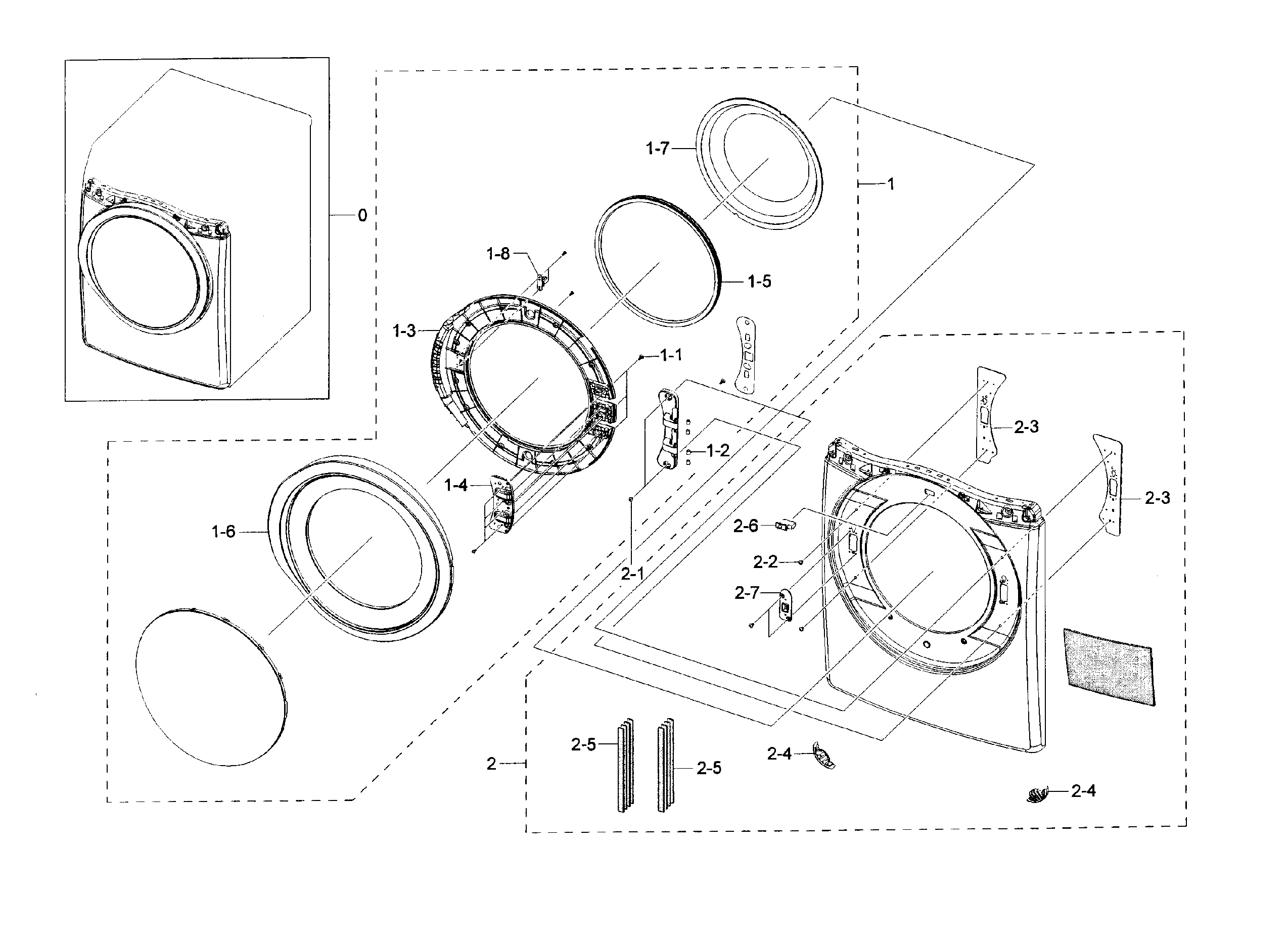 Samsung DV45H6300GG/A3-00 frame front & door diagram