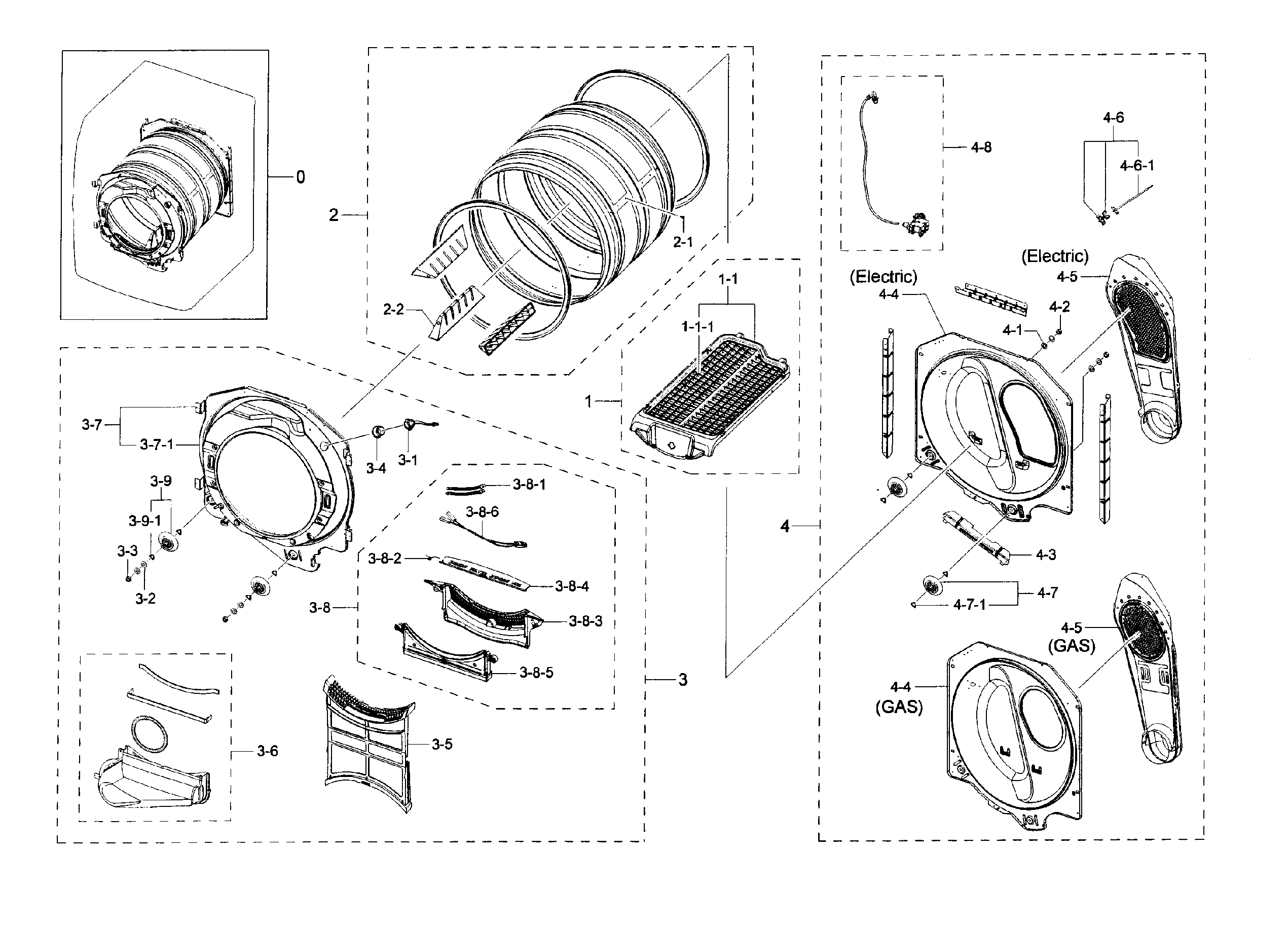 Samsung DV45H6300GG/A3-00 drum diagram