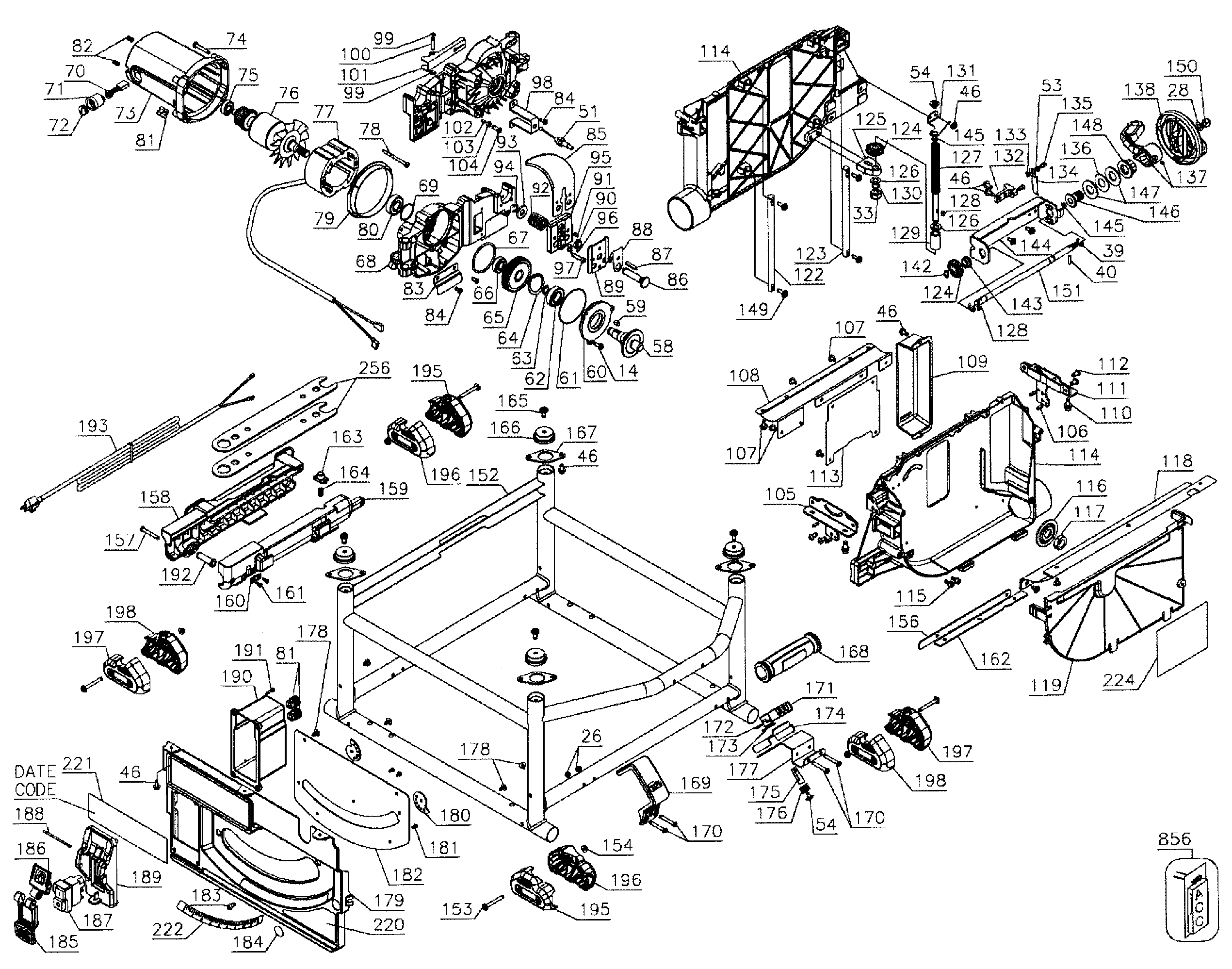 DeWalt DWE7491RS TYPE 1 saw assy diagram