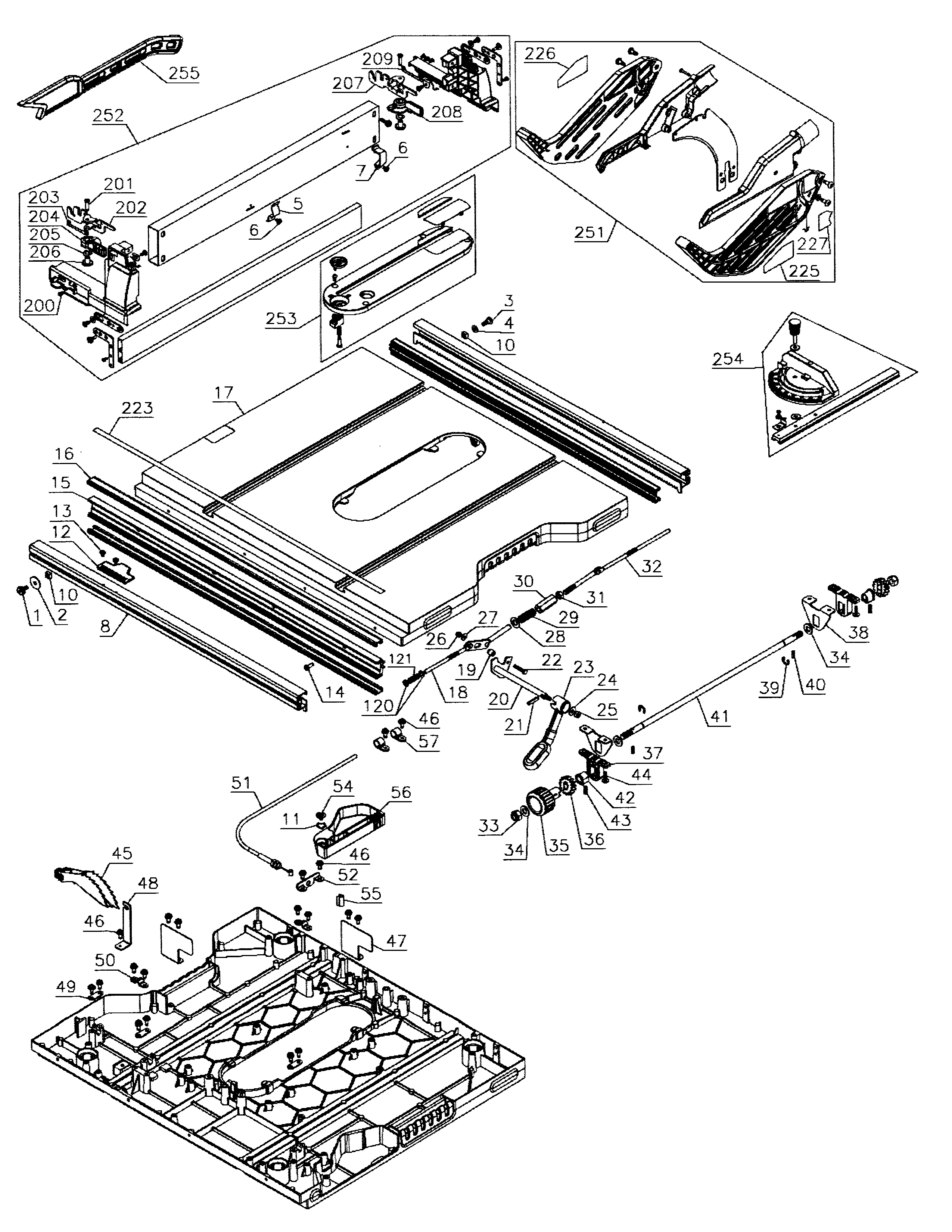 DeWalt DWE7491RS TYPE 1 table assy diagram