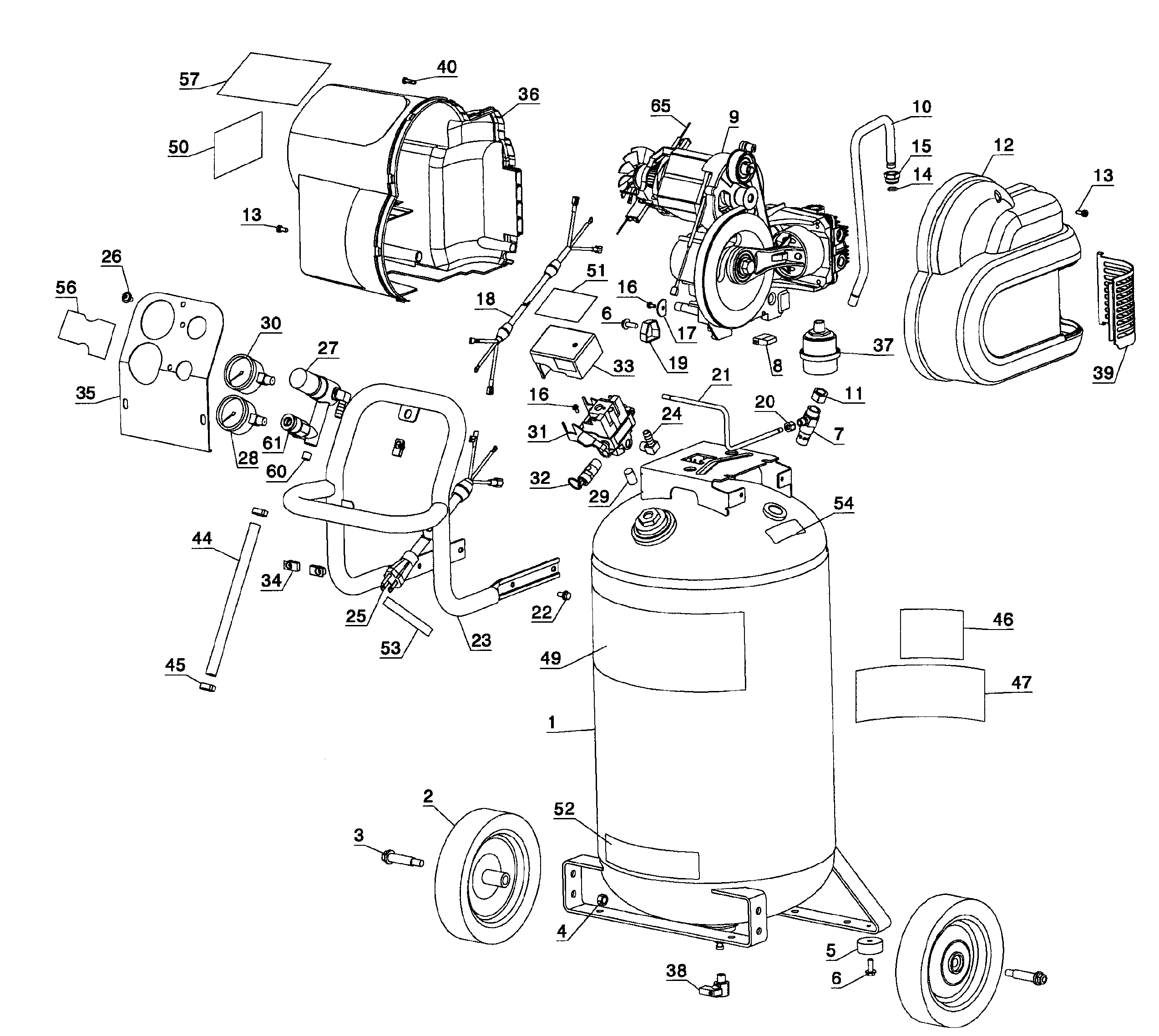 DeWalt D55168 TYPE 5 compressor assy diagram