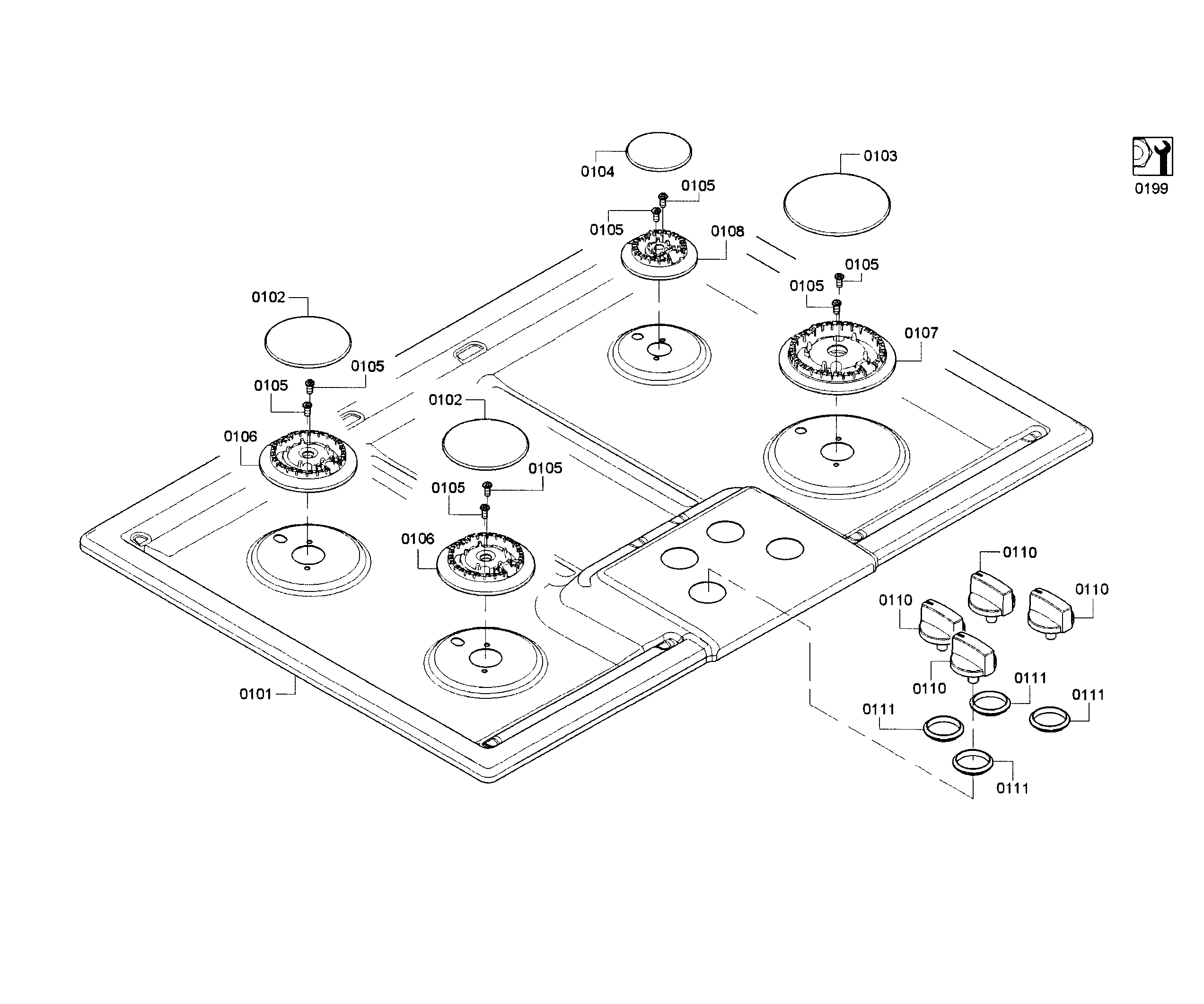 Bosch NGM5055UC/01 burner assy diagram