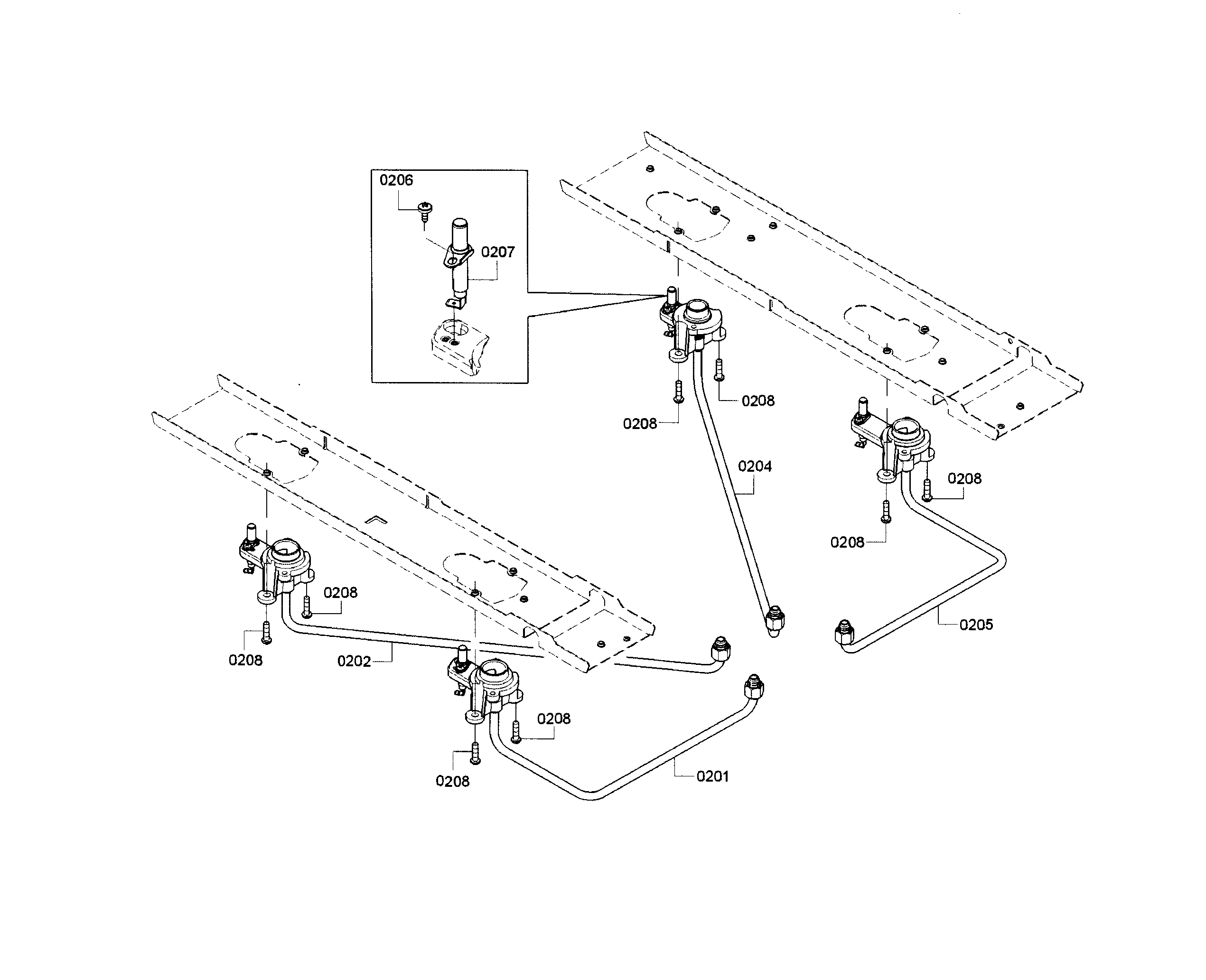 Bosch NGM5055UC/01 gas pipe assy diagram