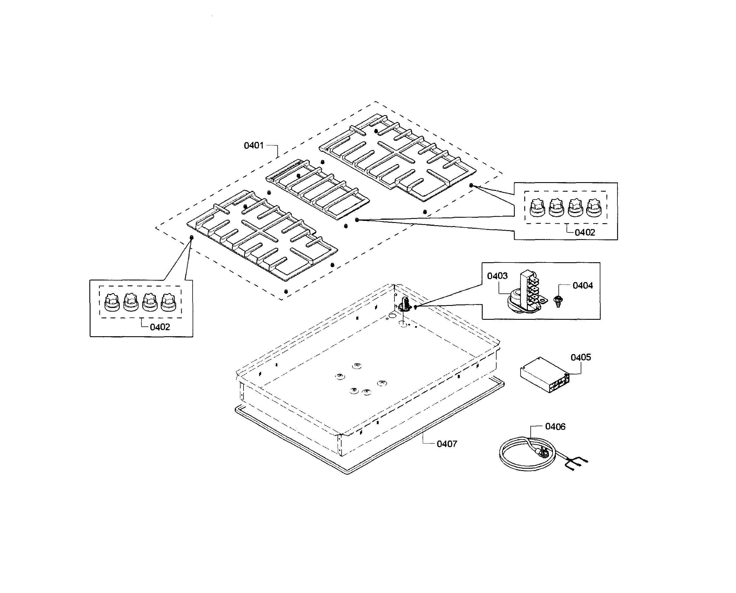 Bosch NGM5055UC/01 grate assy diagram