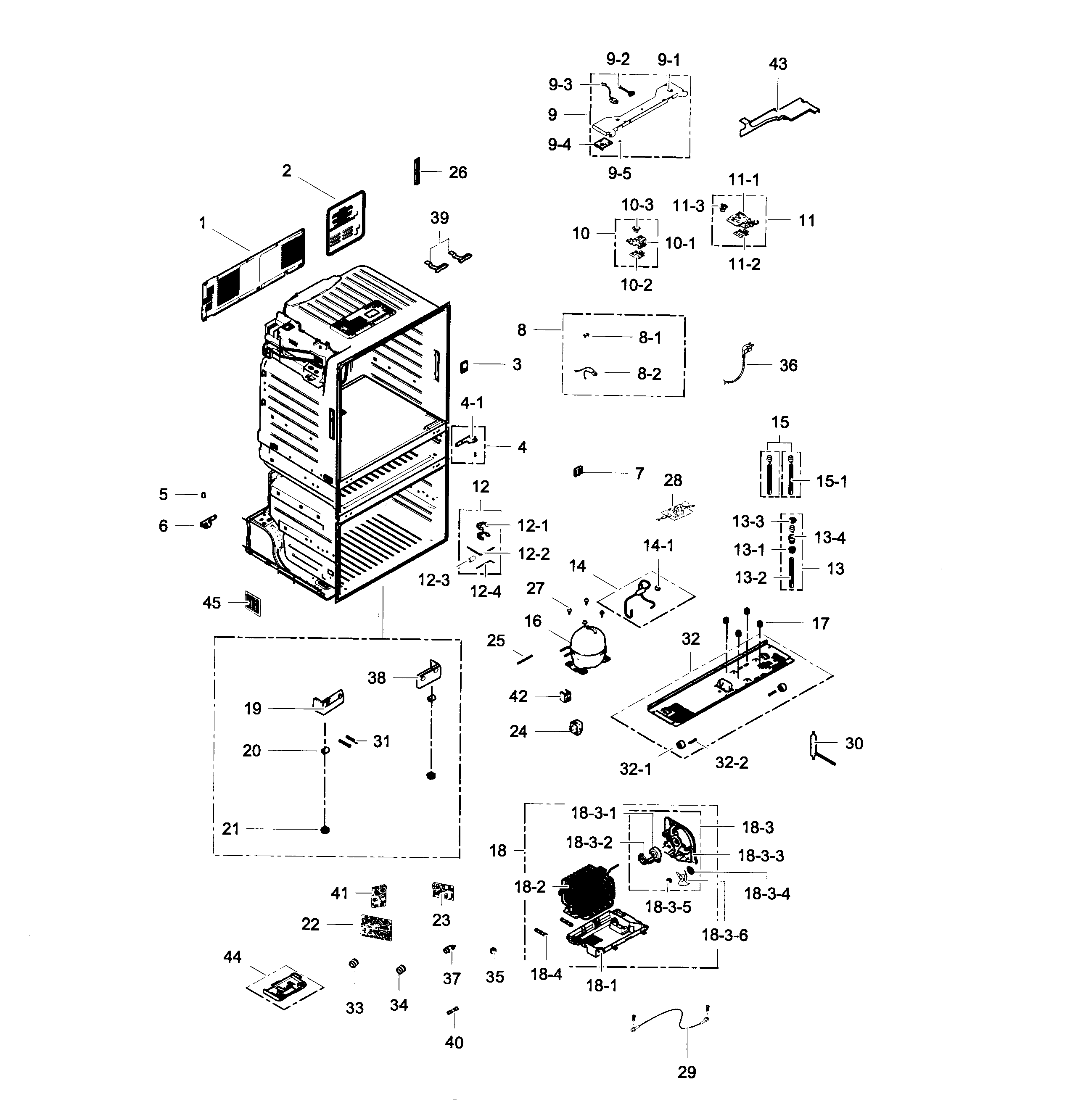 Samsung RF28HMELBSR/AA-00 cabinet diagram
