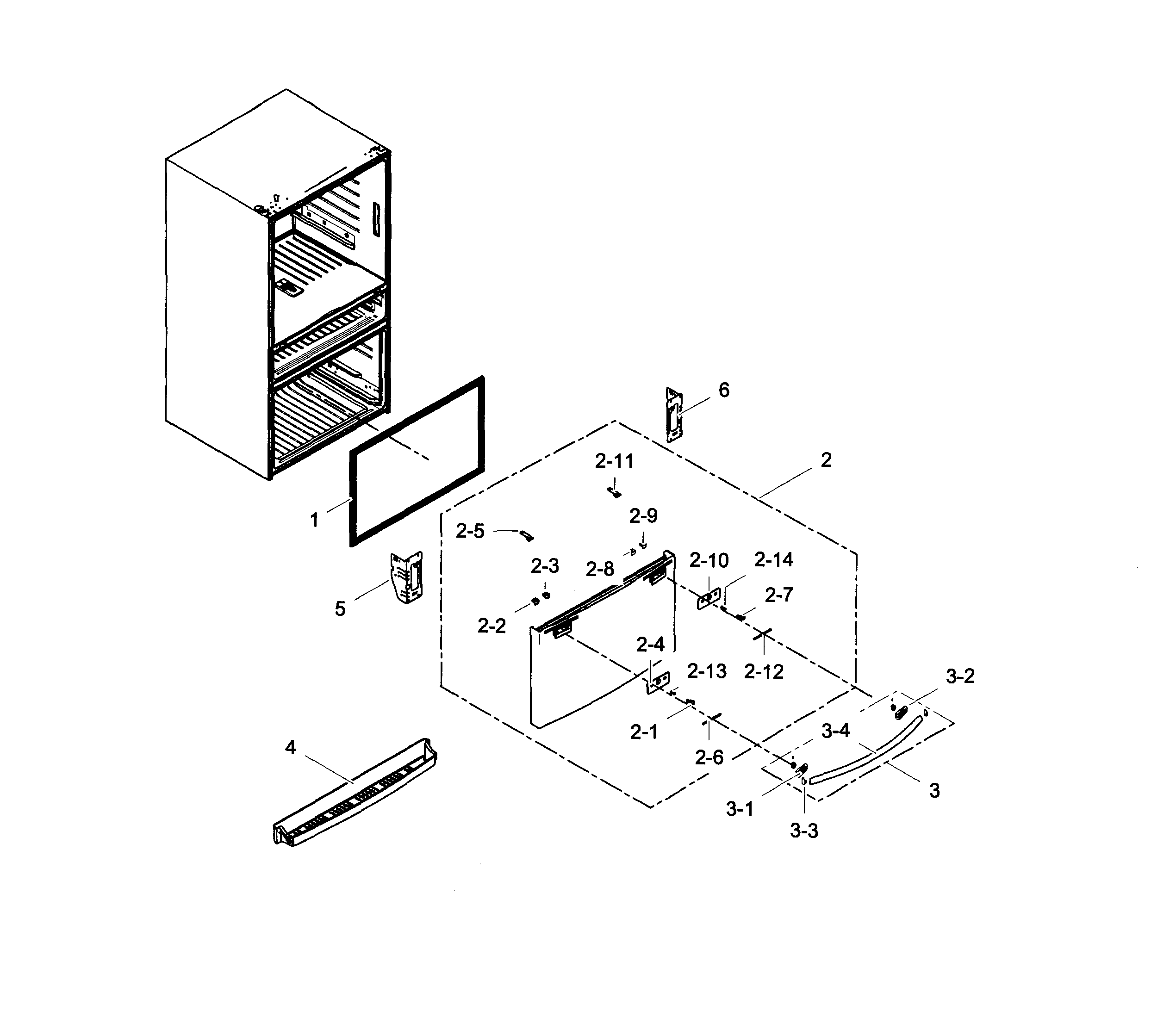 Samsung RF28HMELBSR/AA-00 freezer door diagram