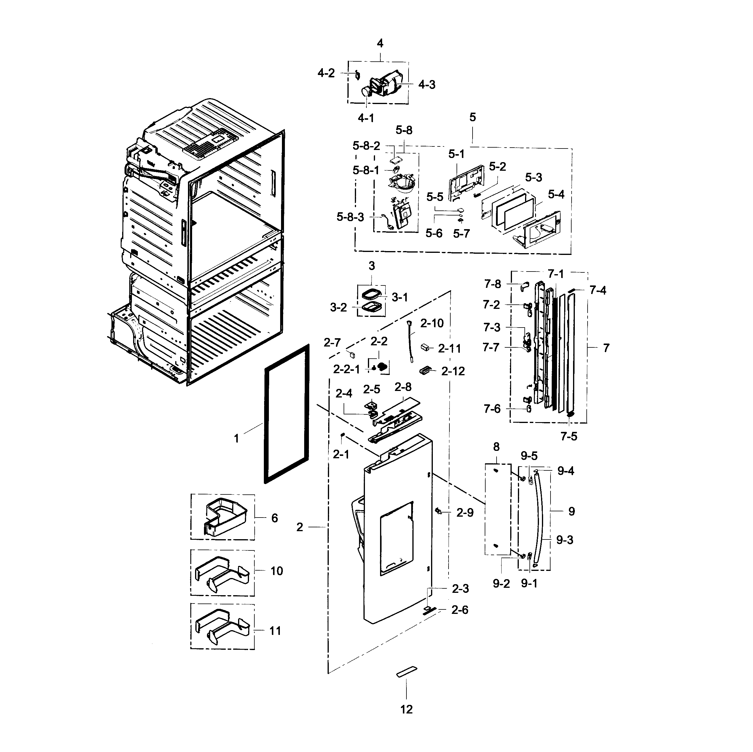 Samsung RF28HMELBSR/AA-00 refrigerator door l diagram