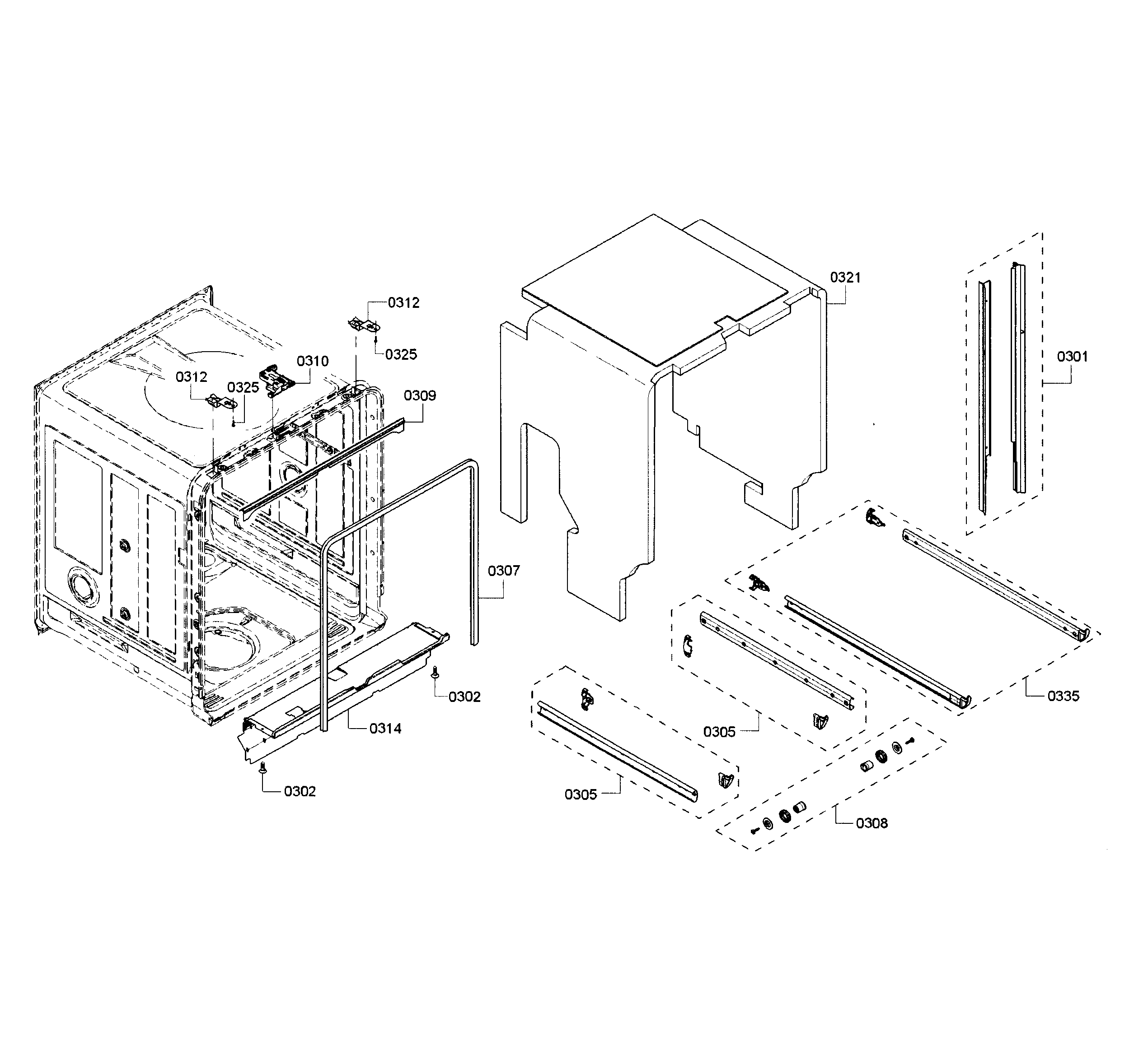Bosch SHE65T56UC/02 cabinet diagram