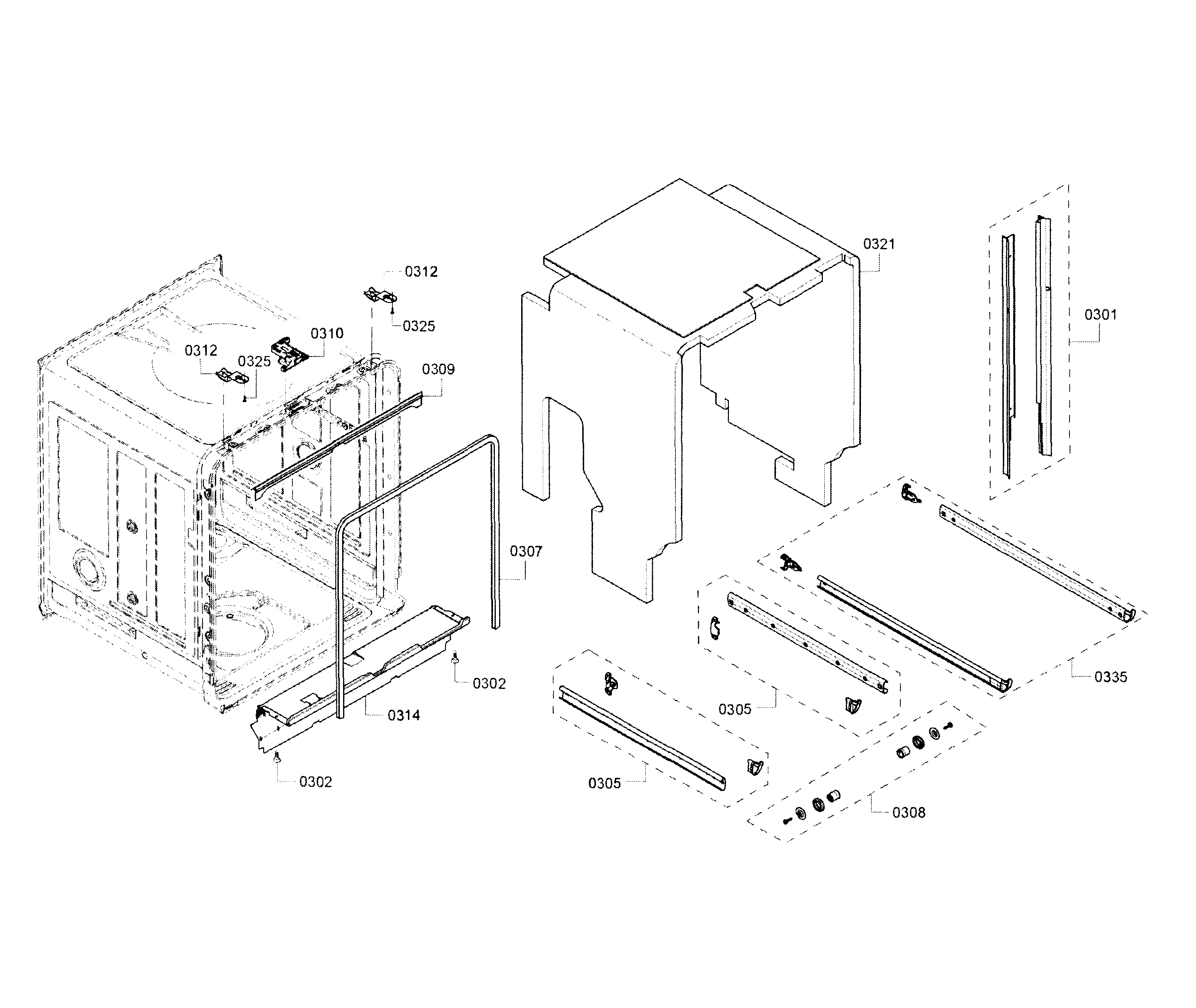 Bosch SHE68T52UC/02 cabinet diagram