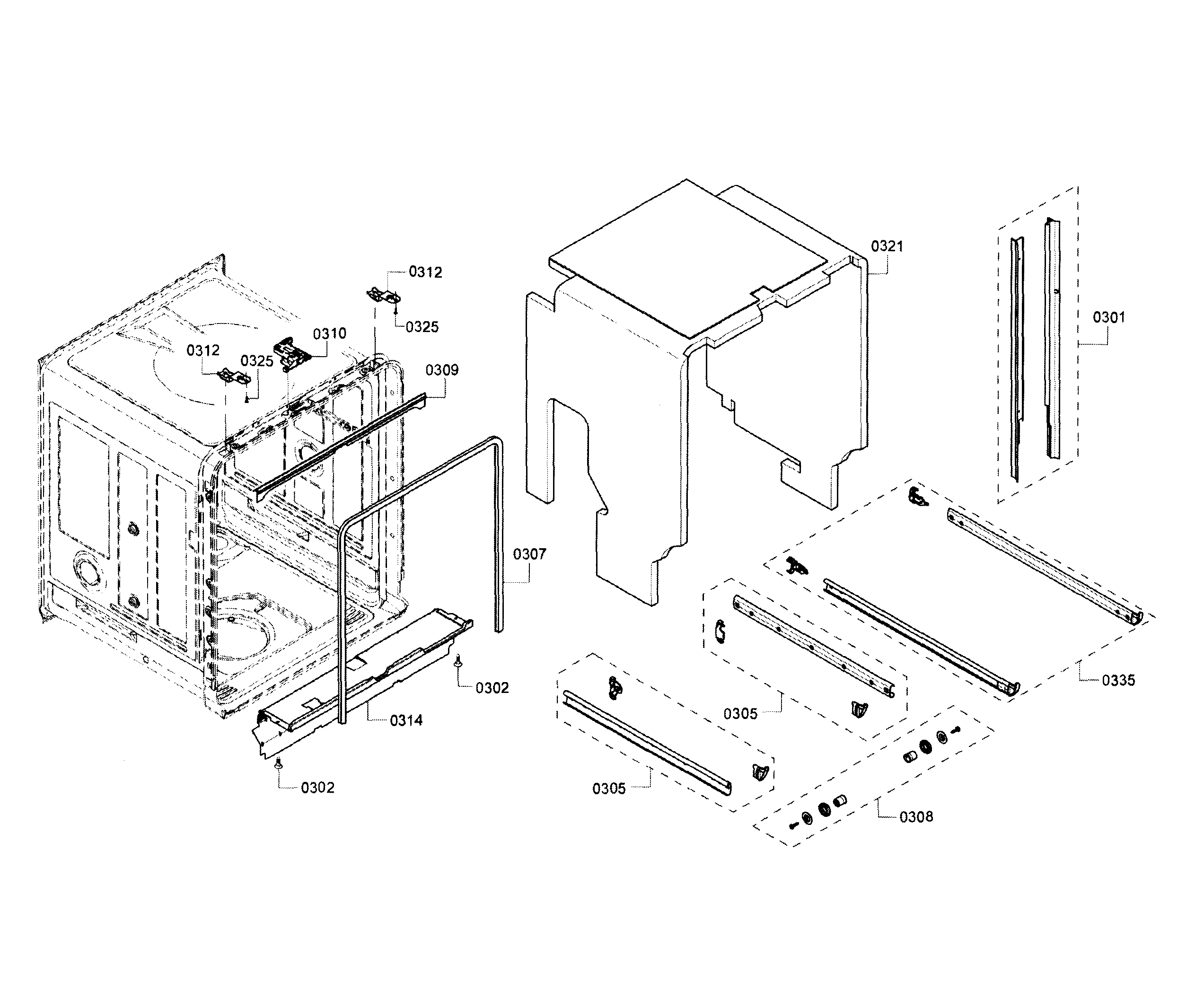 Bosch SHE68T55UC/03 cabinet diagram