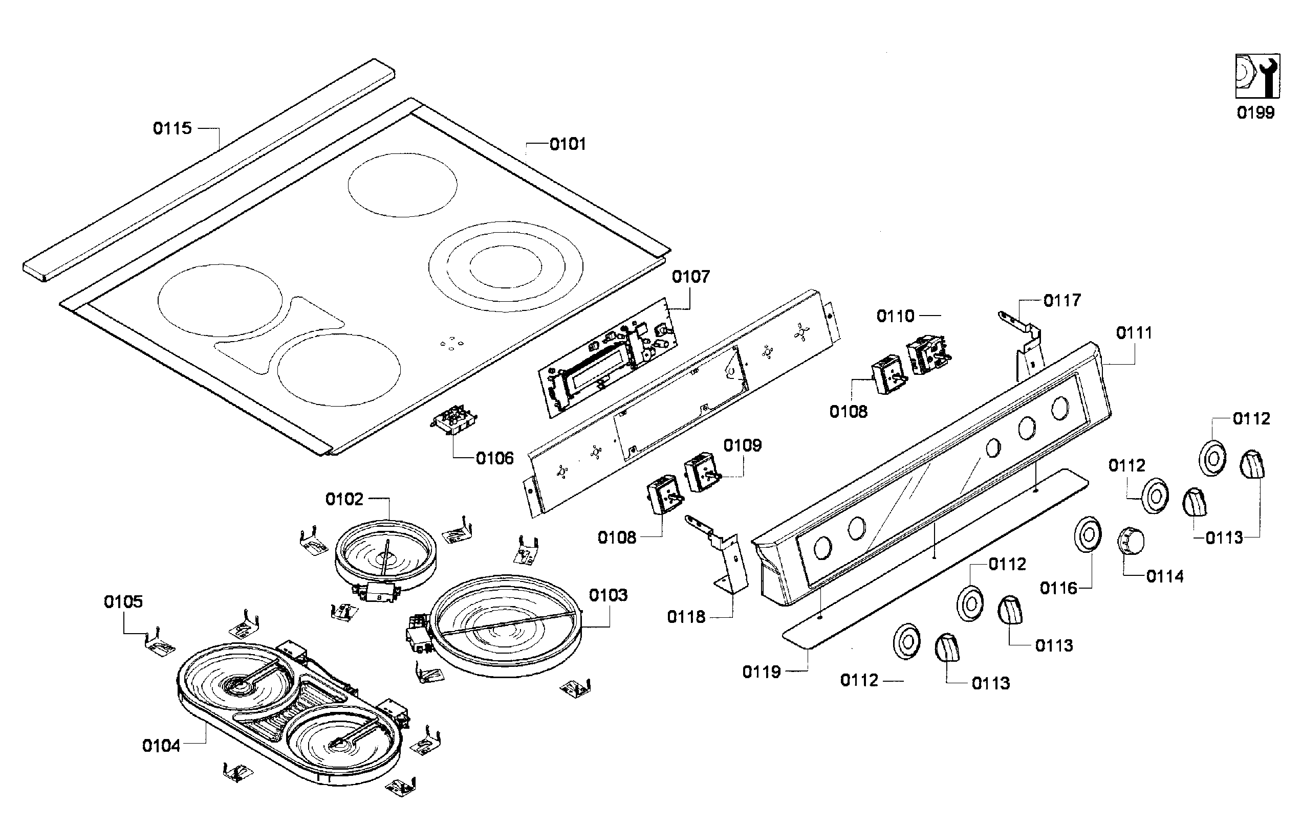 Bosch HEI7052U/06 cooktop diagram