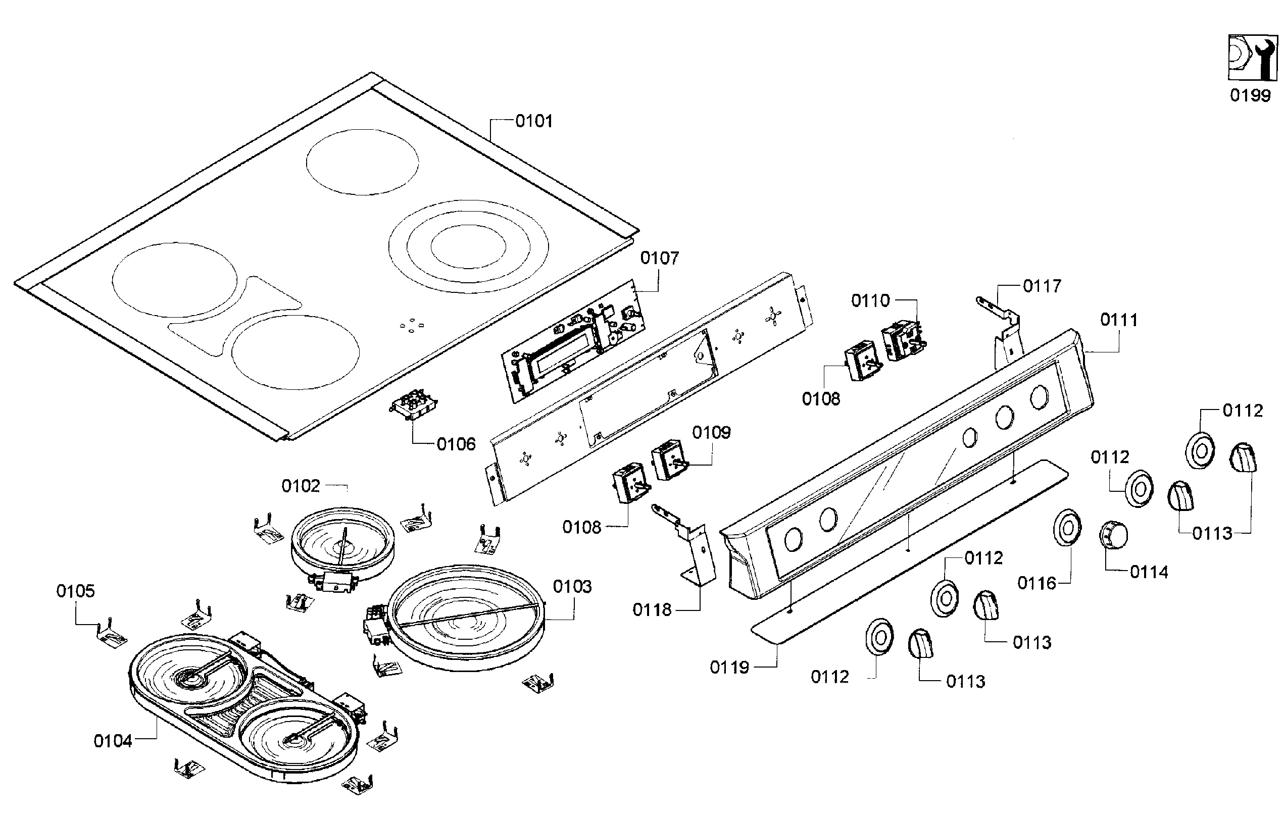 Bosch HEI7052U/07 cooktop diagram
