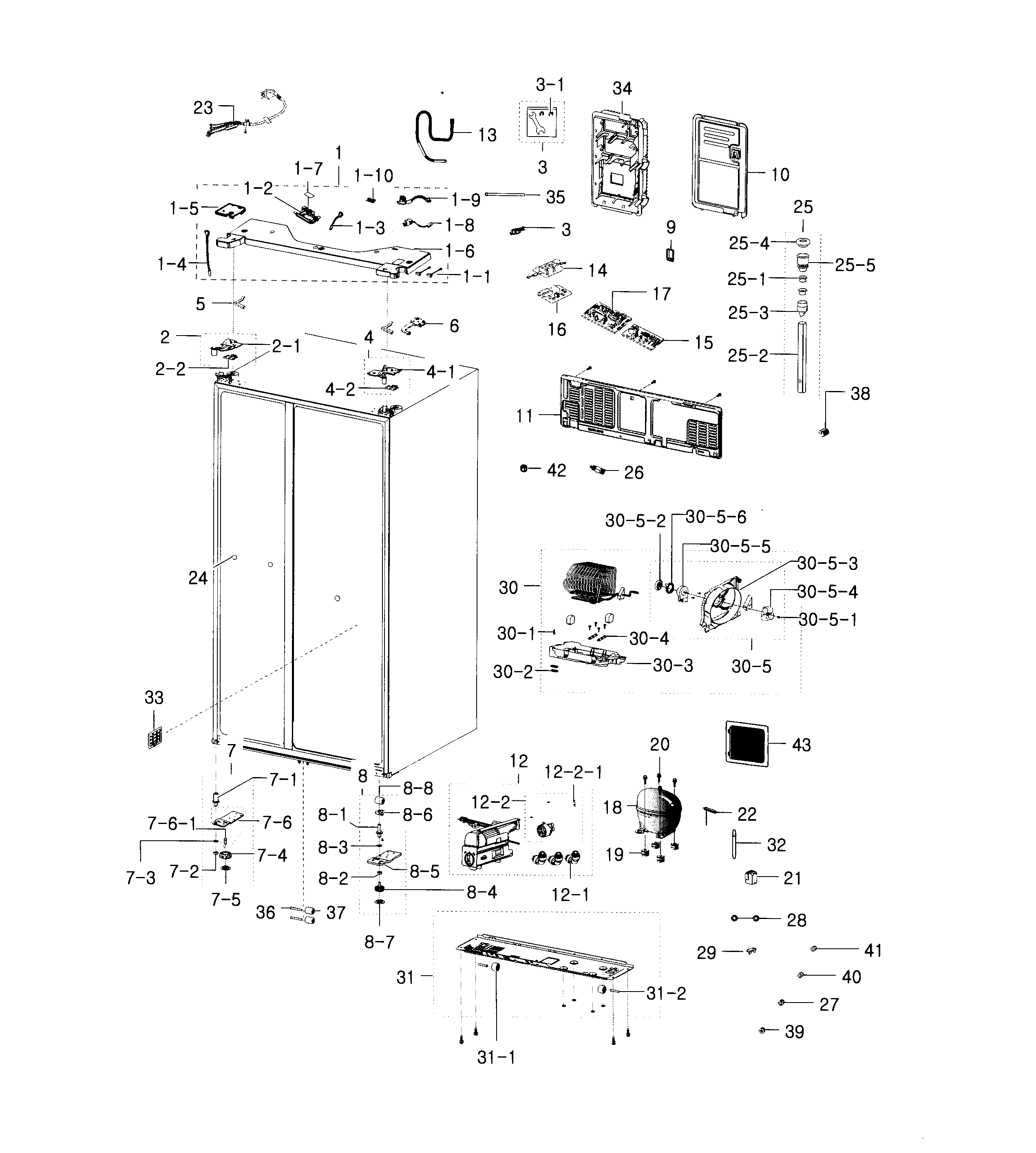 Samsung RH29H9000SR/AA-00 cabinet diagram
