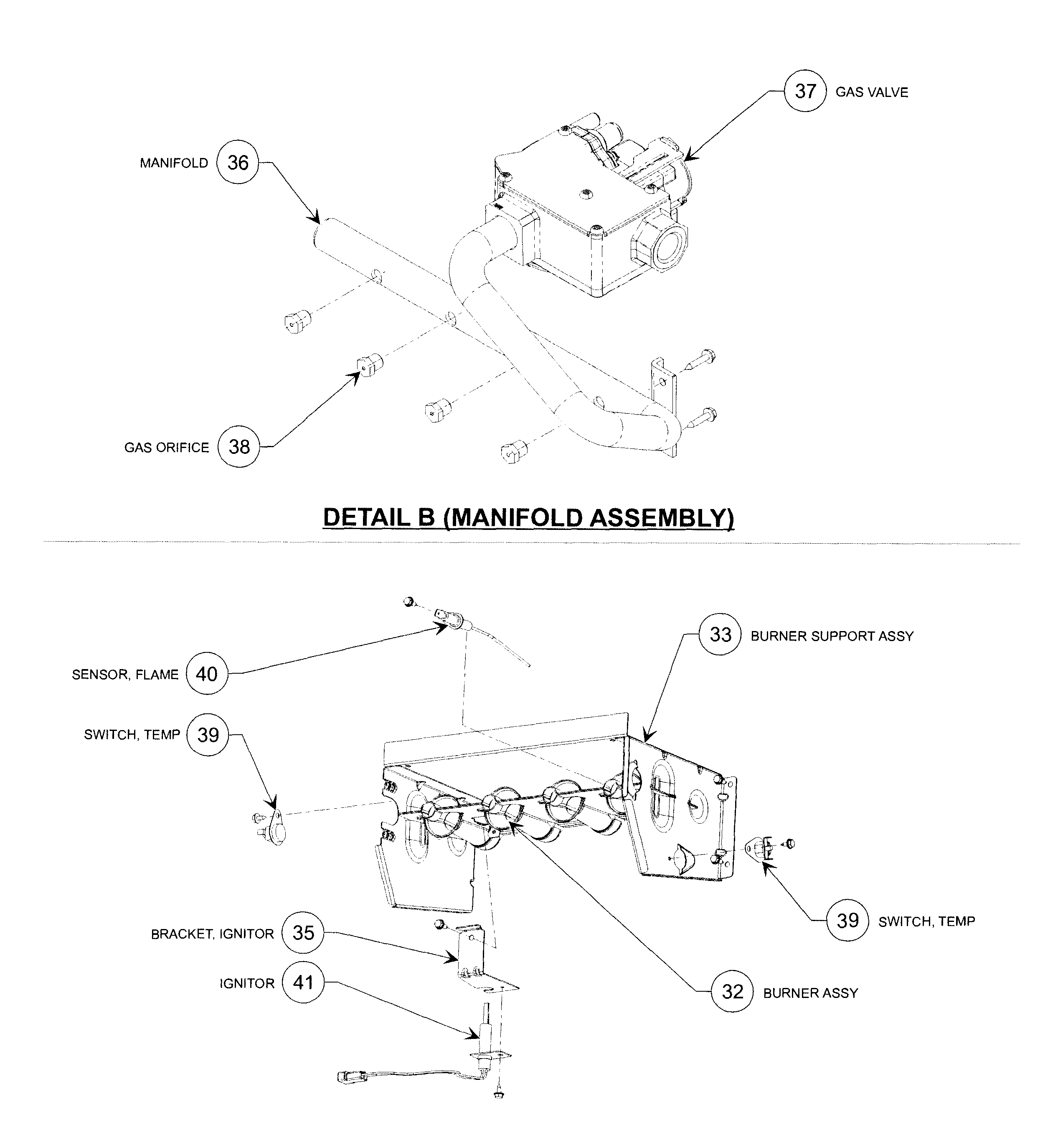 Carrier 58CVA070---16112 manifold & gas ctrl diagram