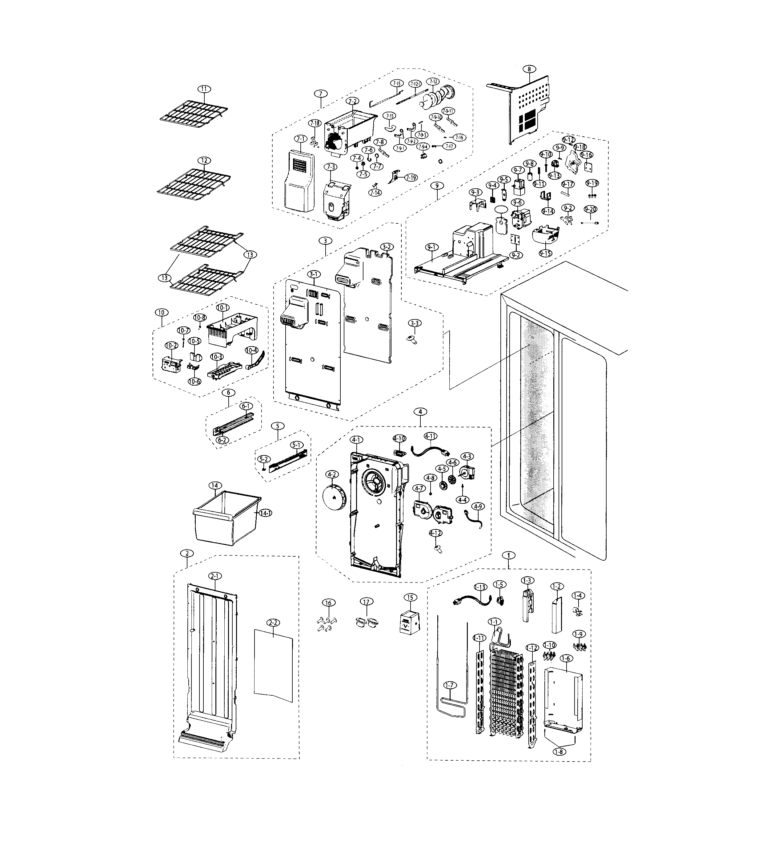 Samsung RS25H5000BC/AA-00 freezer diagram