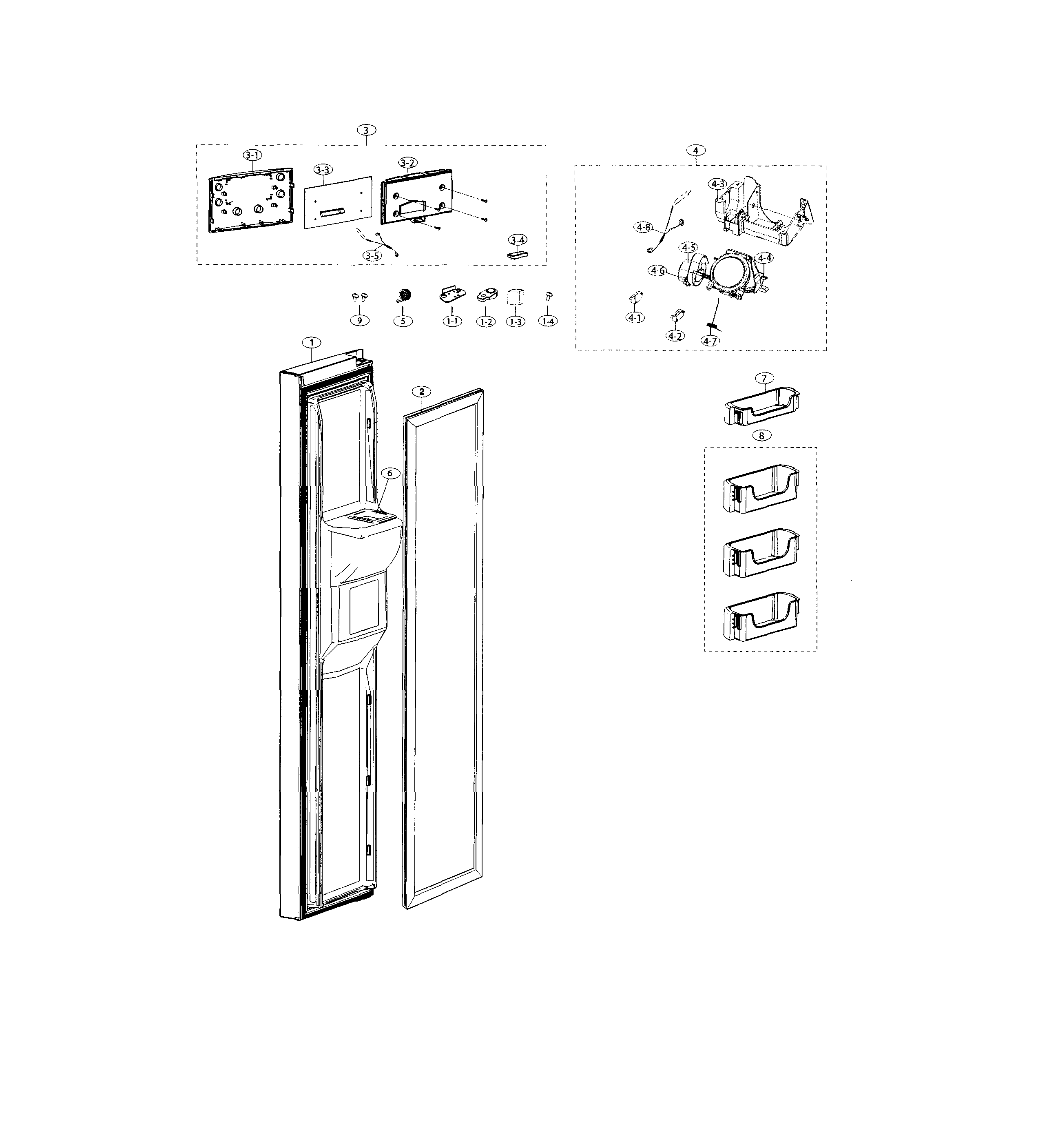 Samsung RS25H5000BC/AA-00 freezer door diagram