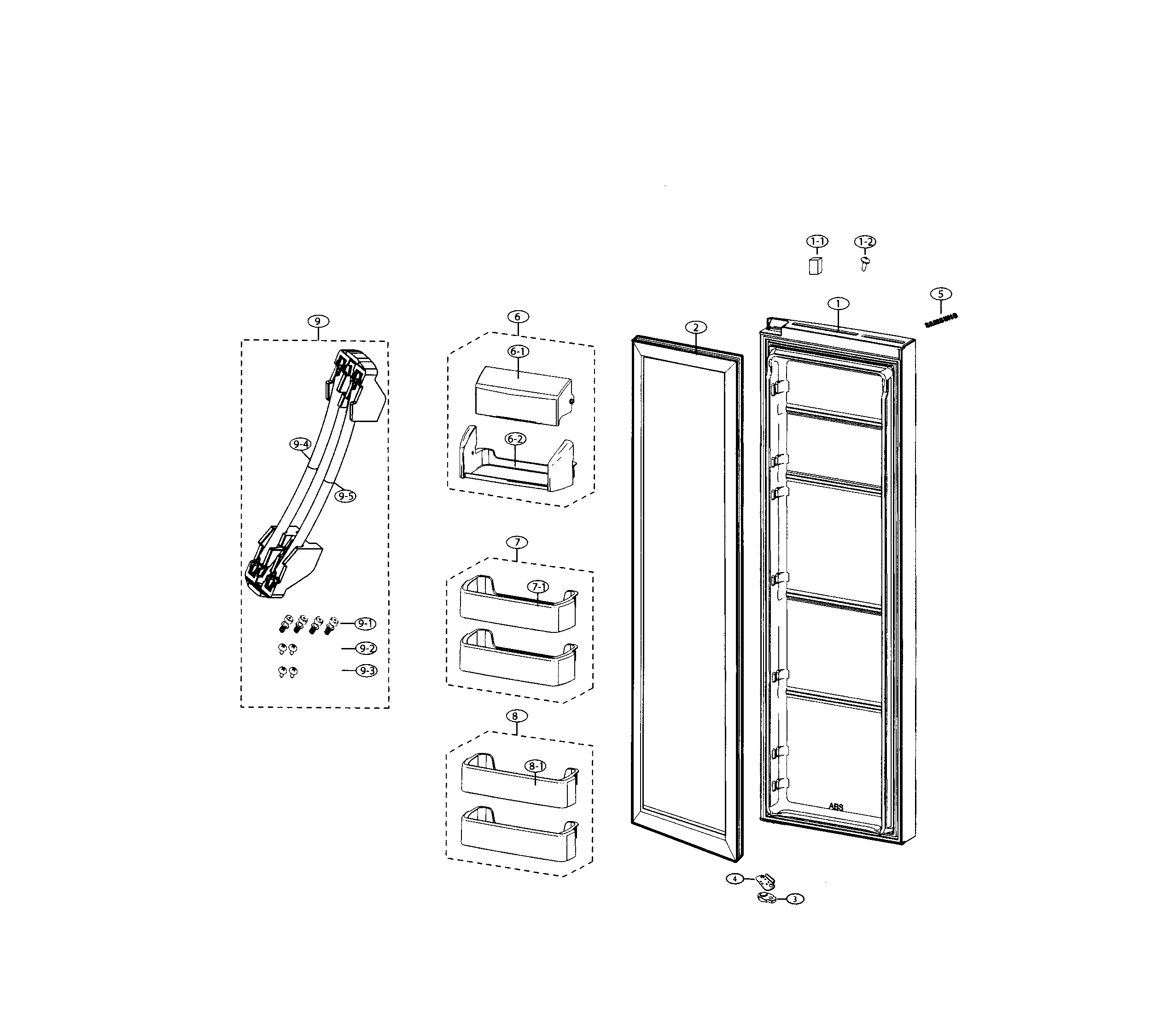 Samsung RS25H5000BC/AA-00 refrigerator door diagram