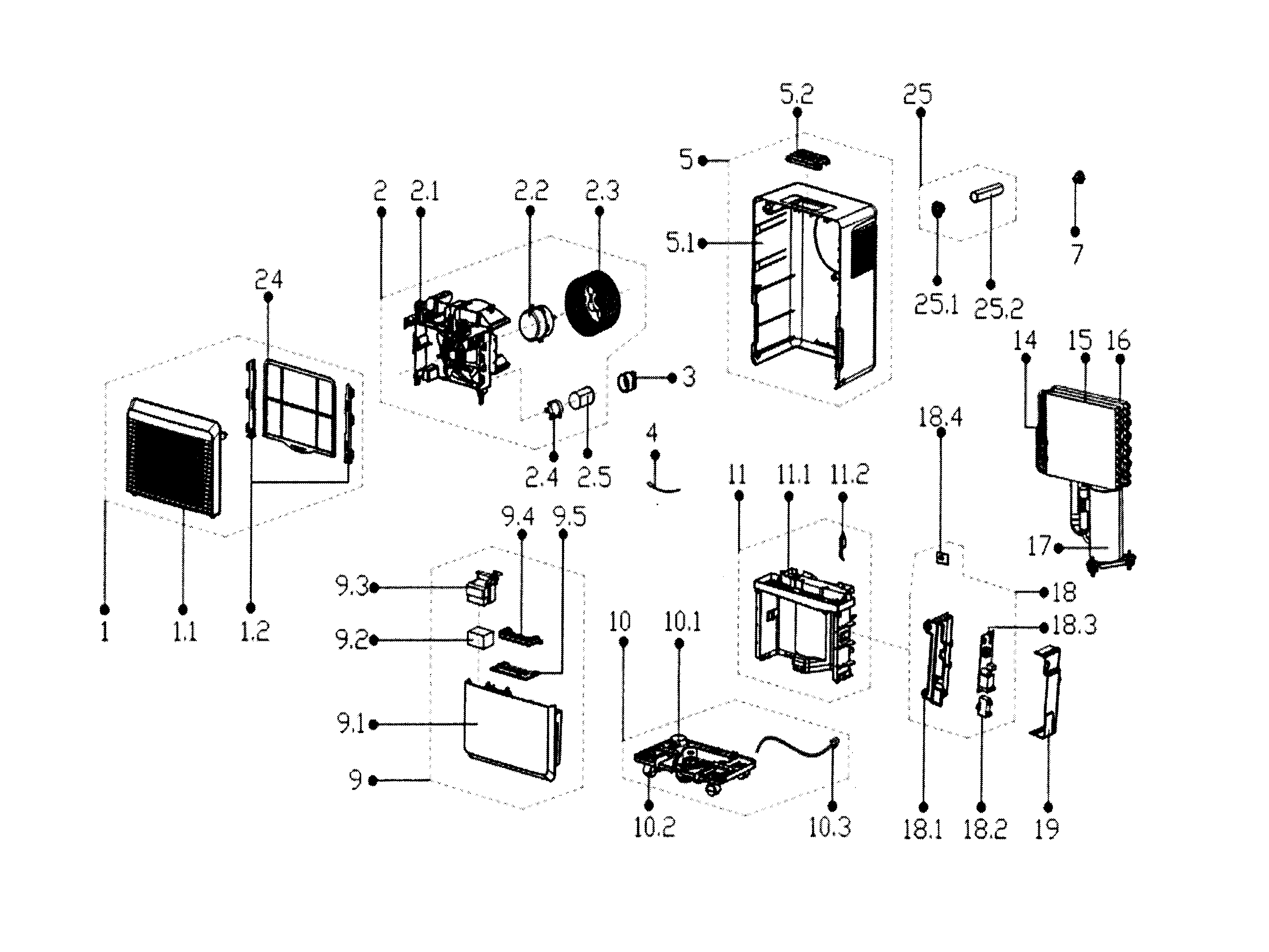 Edgestar DEP701EW dehumidifier assy diagram