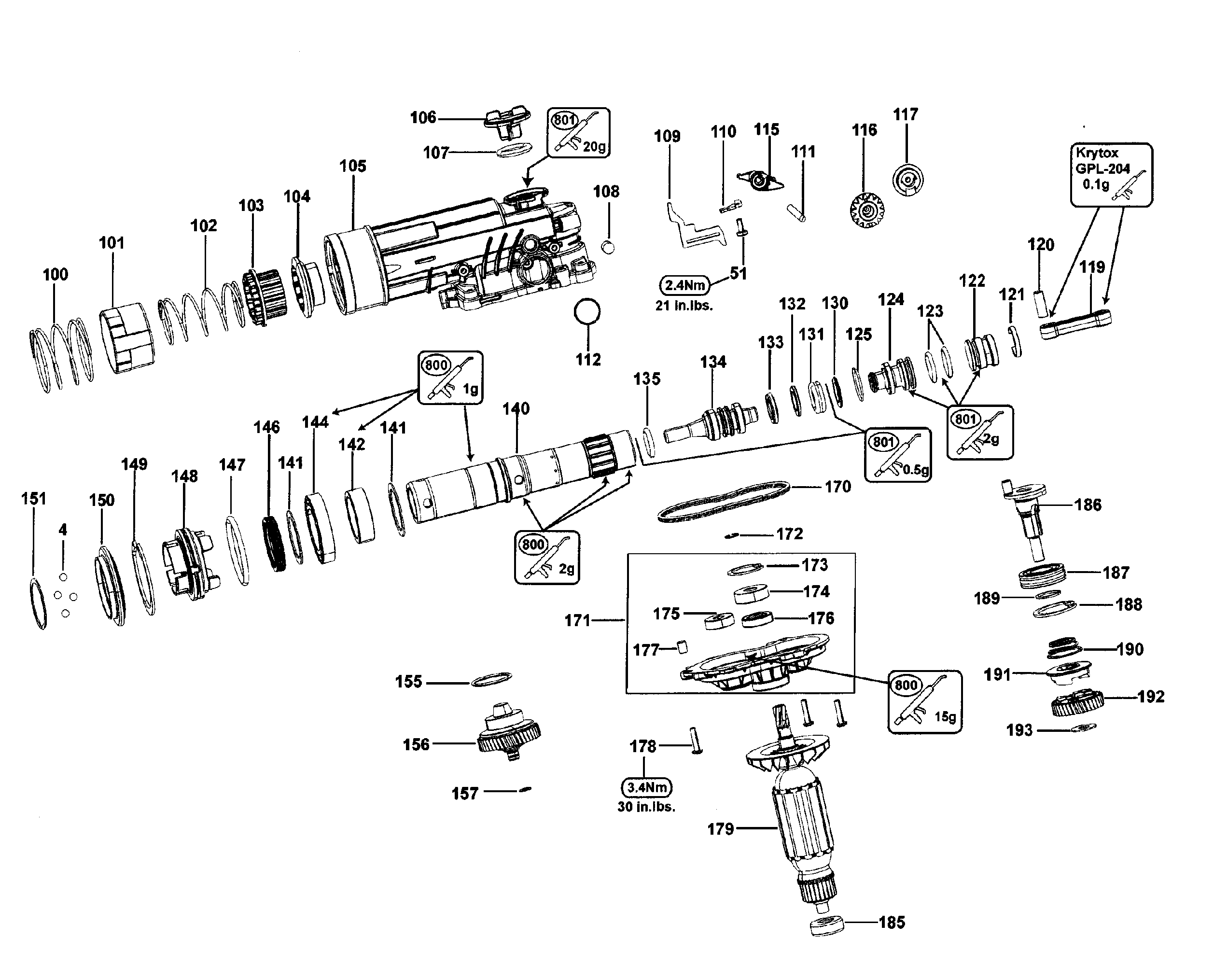 DeWalt D25413K TYPE 1 hammer assy diagram
