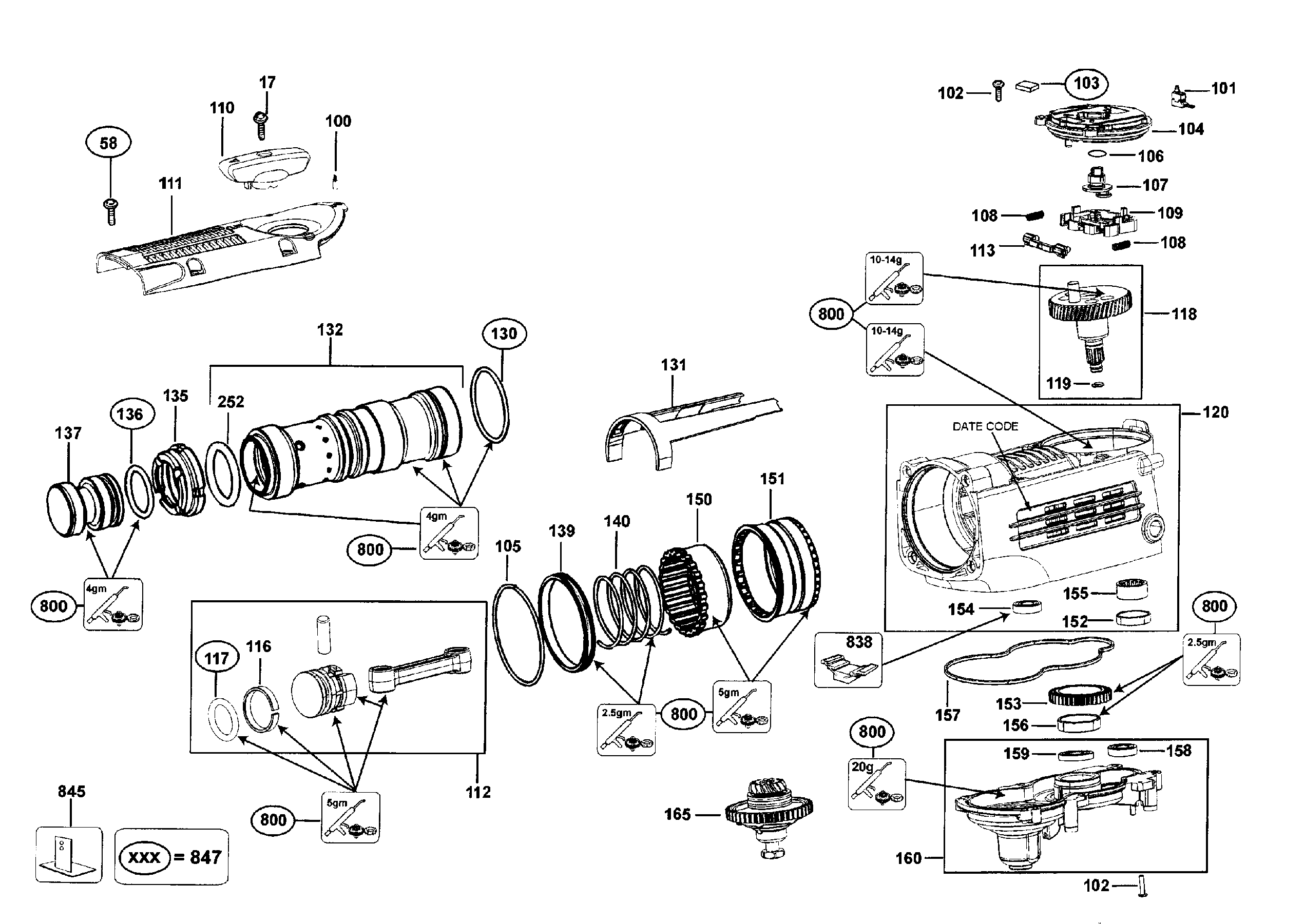 DeWalt D25721K TYPE 1 hammer assy 1 diagram