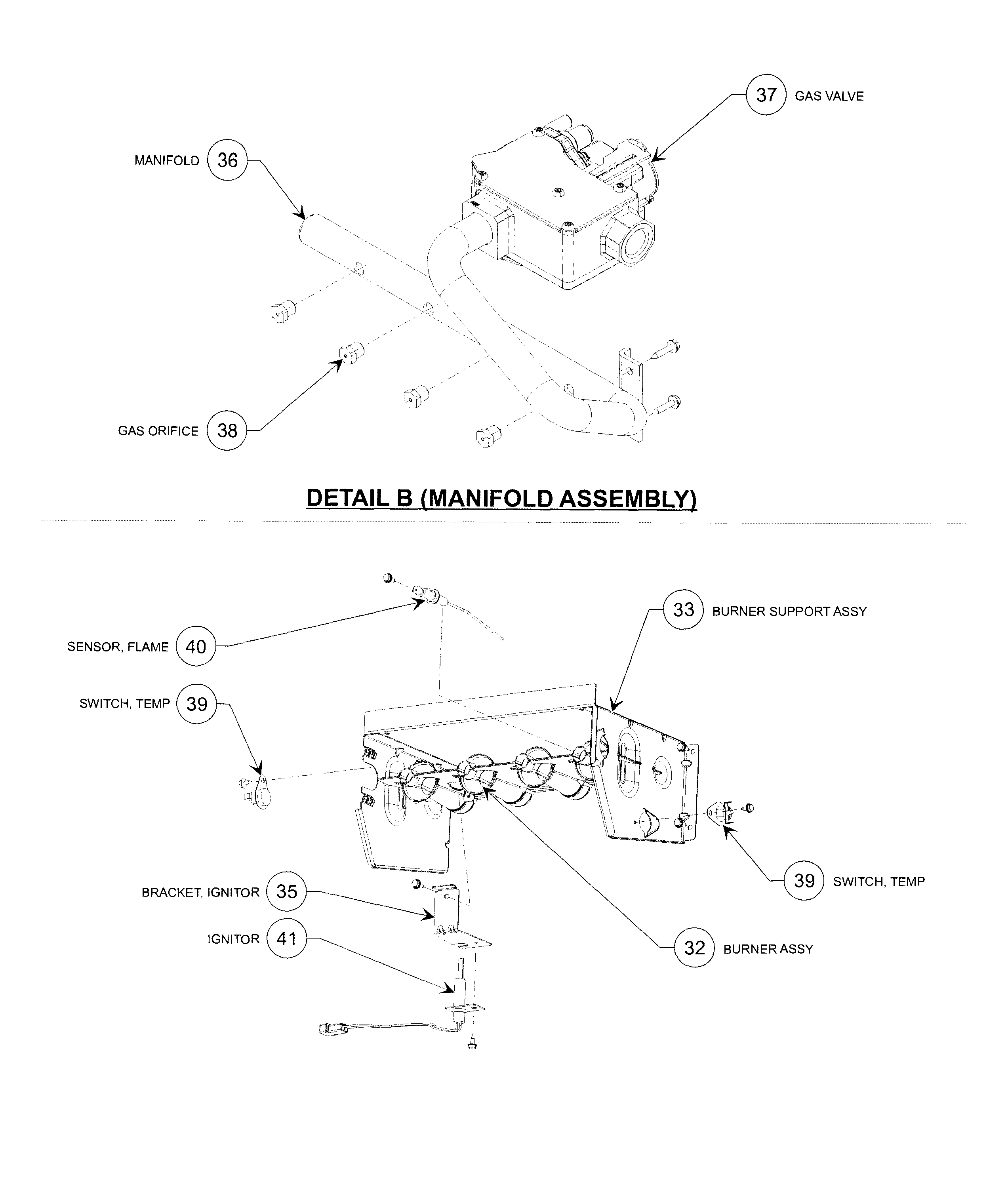 Carrier 58CVA090---15116 manifold & gas ctrl diagram