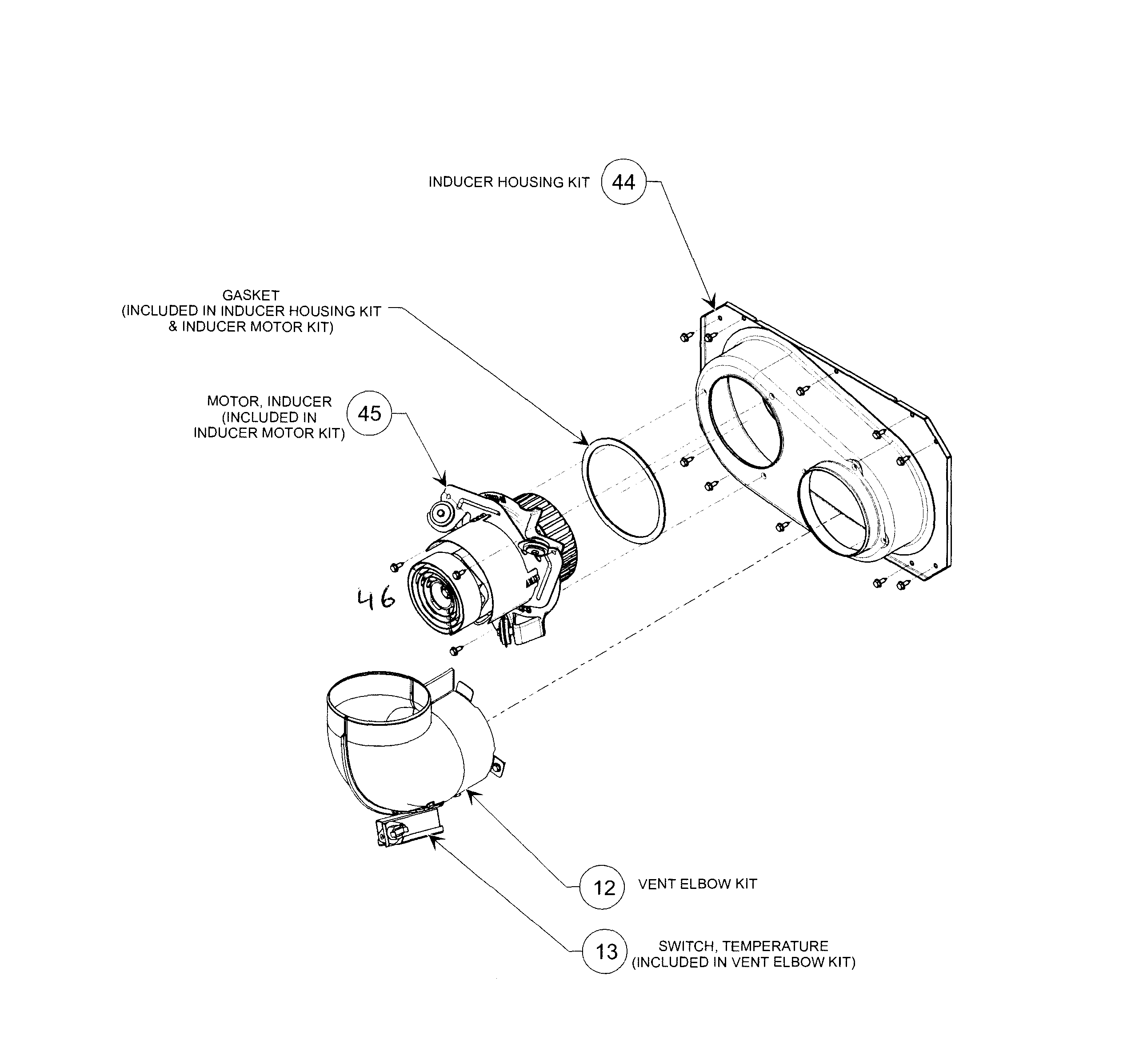 Carrier 58CVA090---15116 inducer motor & housing diagram