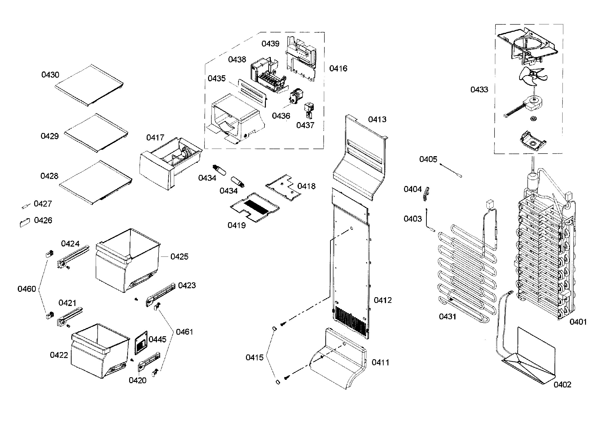 Bosch B22CS50SNB/02 freezer assy diagram