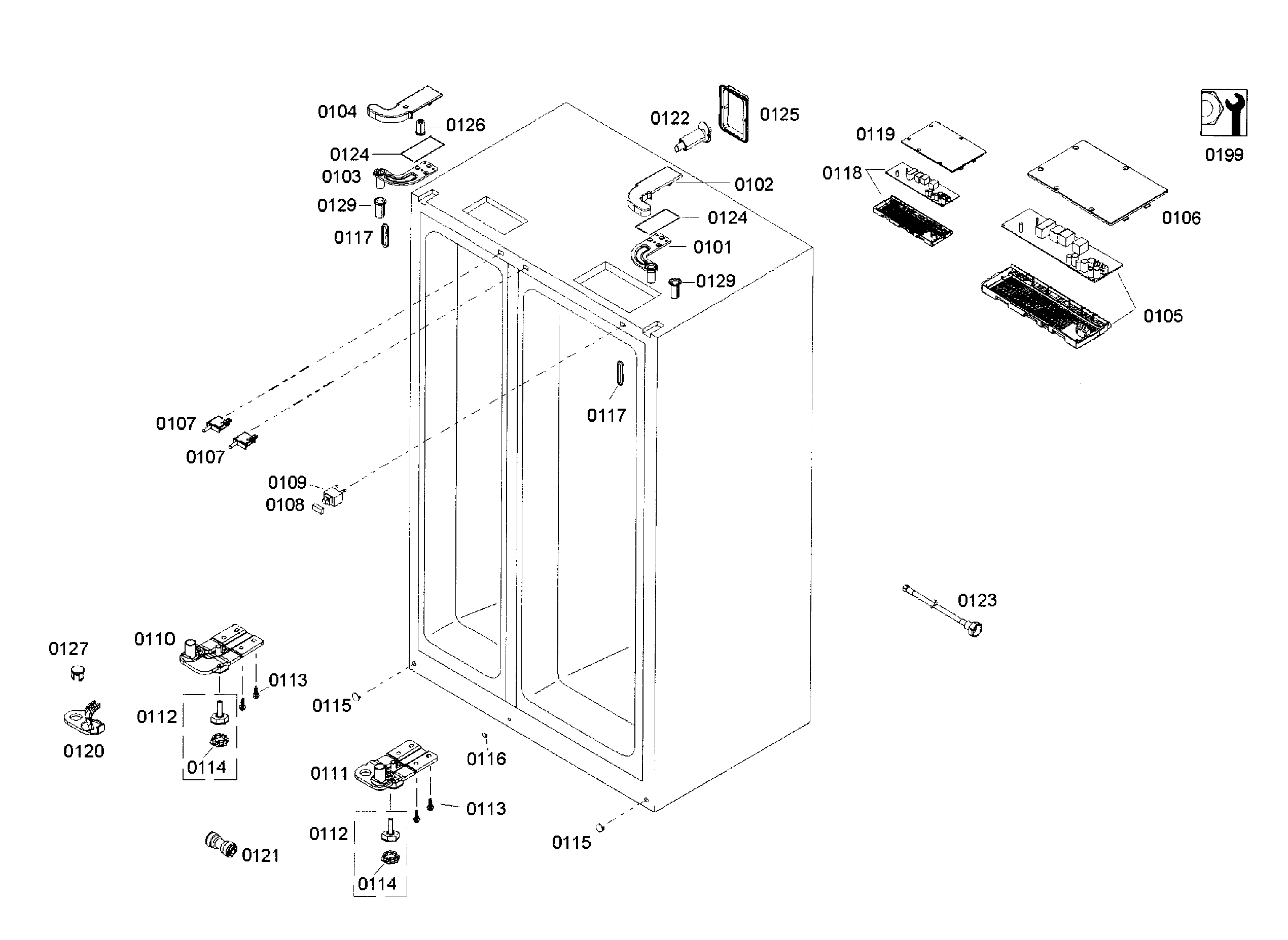 Bosch B22CS50SNB/03 cabinet assy diagram