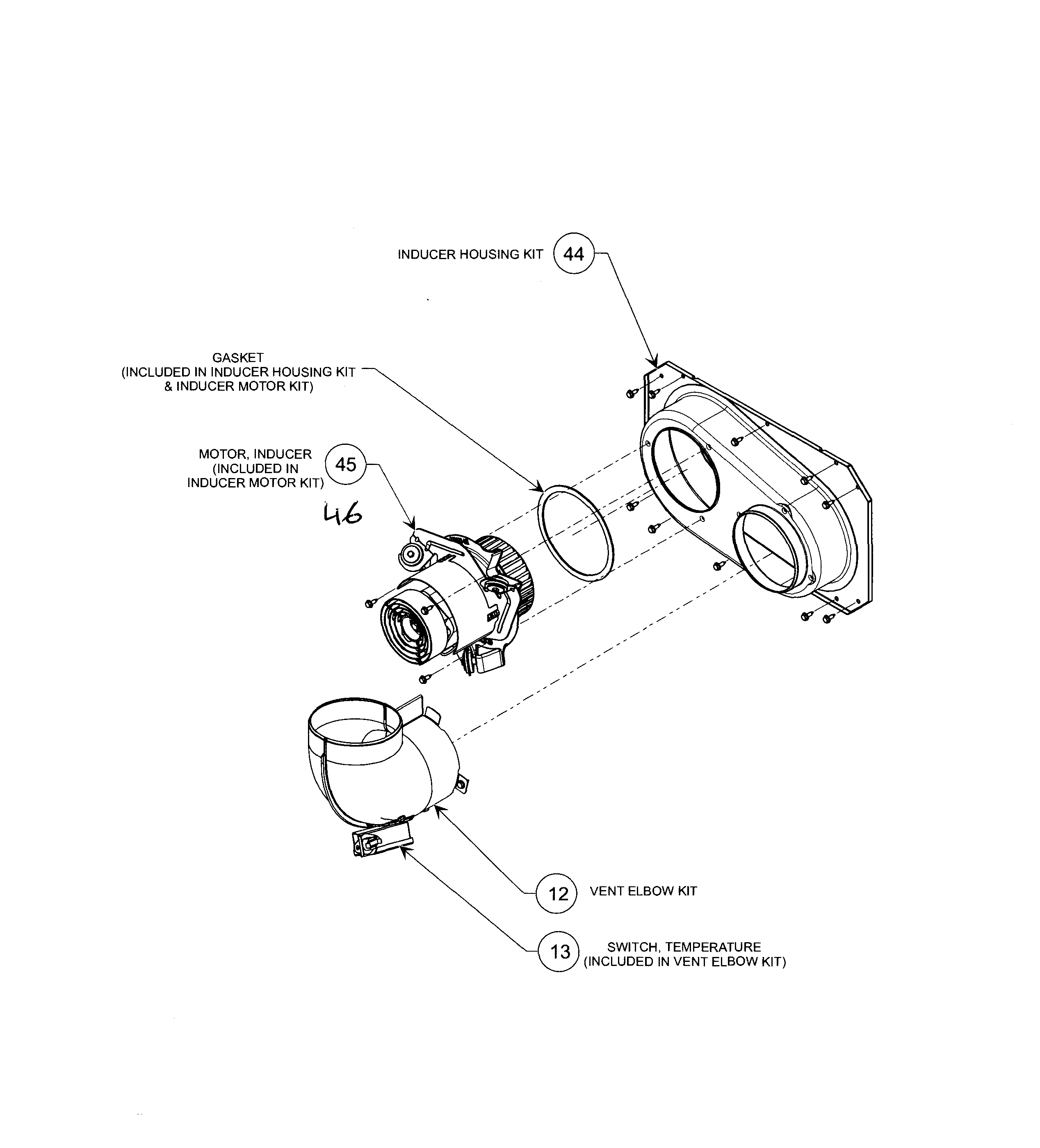 Carrier 58CVA110---15120 inducer & motor hsg diagram