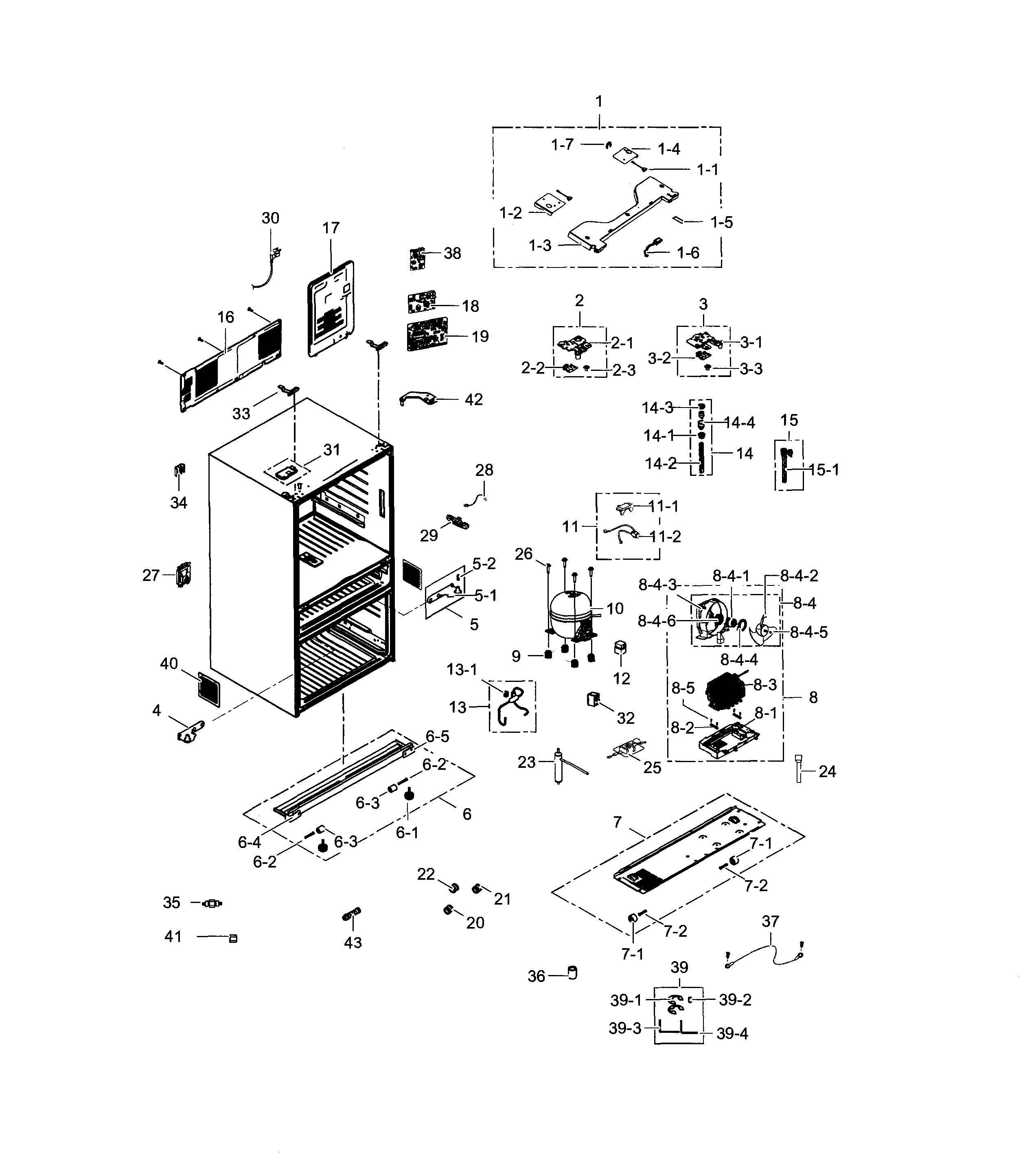 Samsung RF30HBEDBSR/AA-01 cabinet diagram