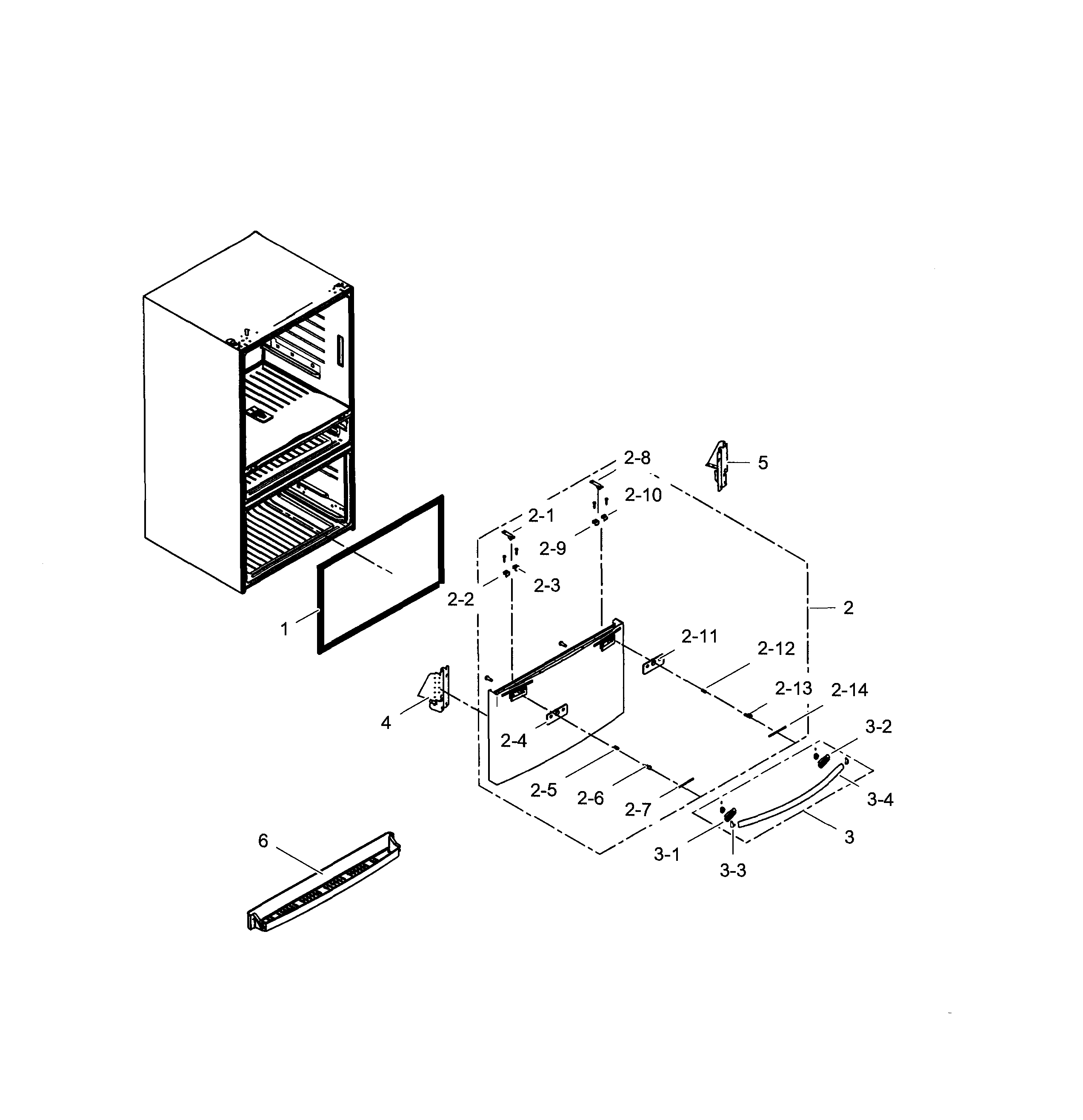 Samsung RF30HBEDBSR/AA-01 freezer door diagram
