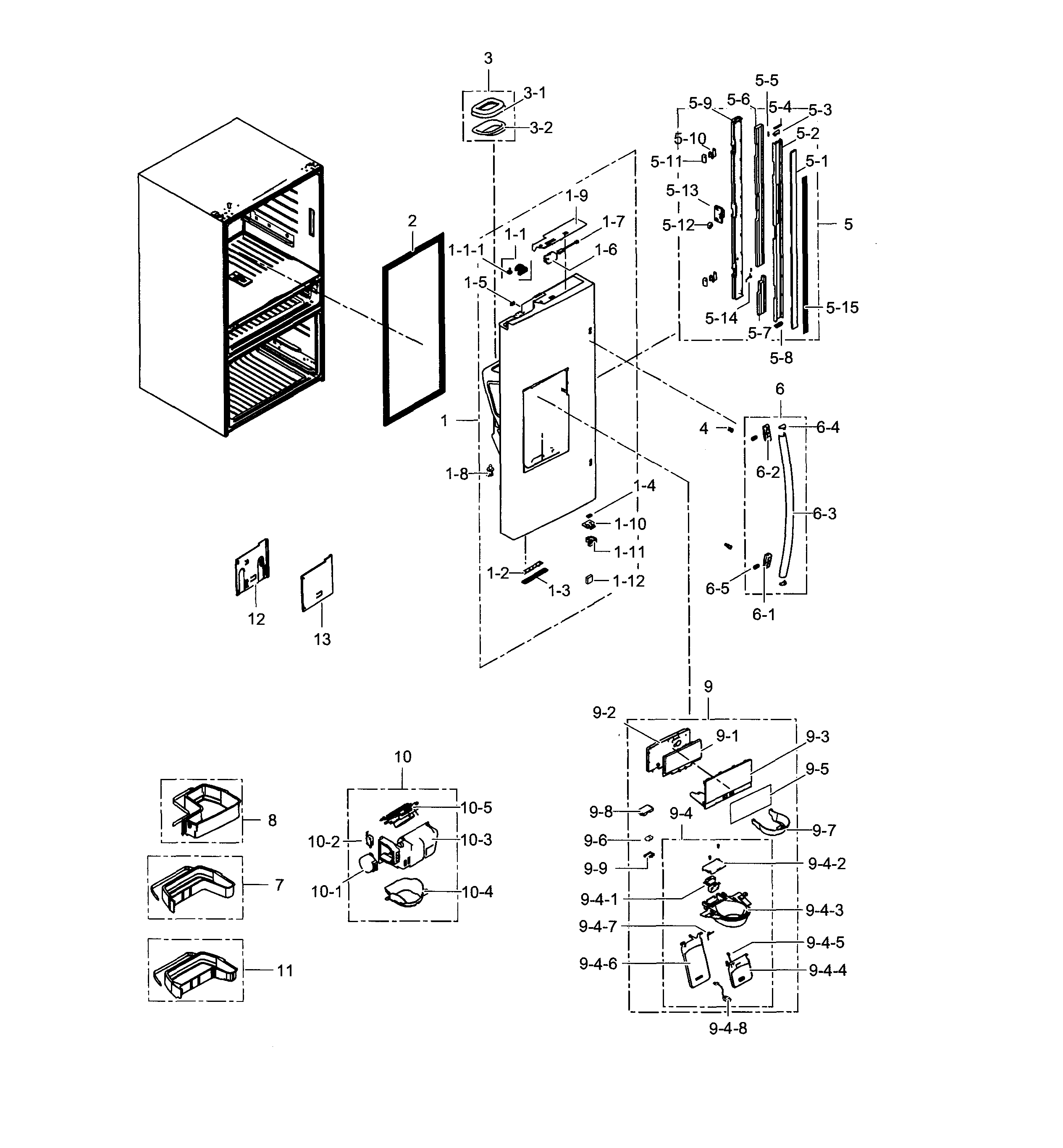 Samsung RF30HBEDBSR/AA-01 refrigerator door l diagram