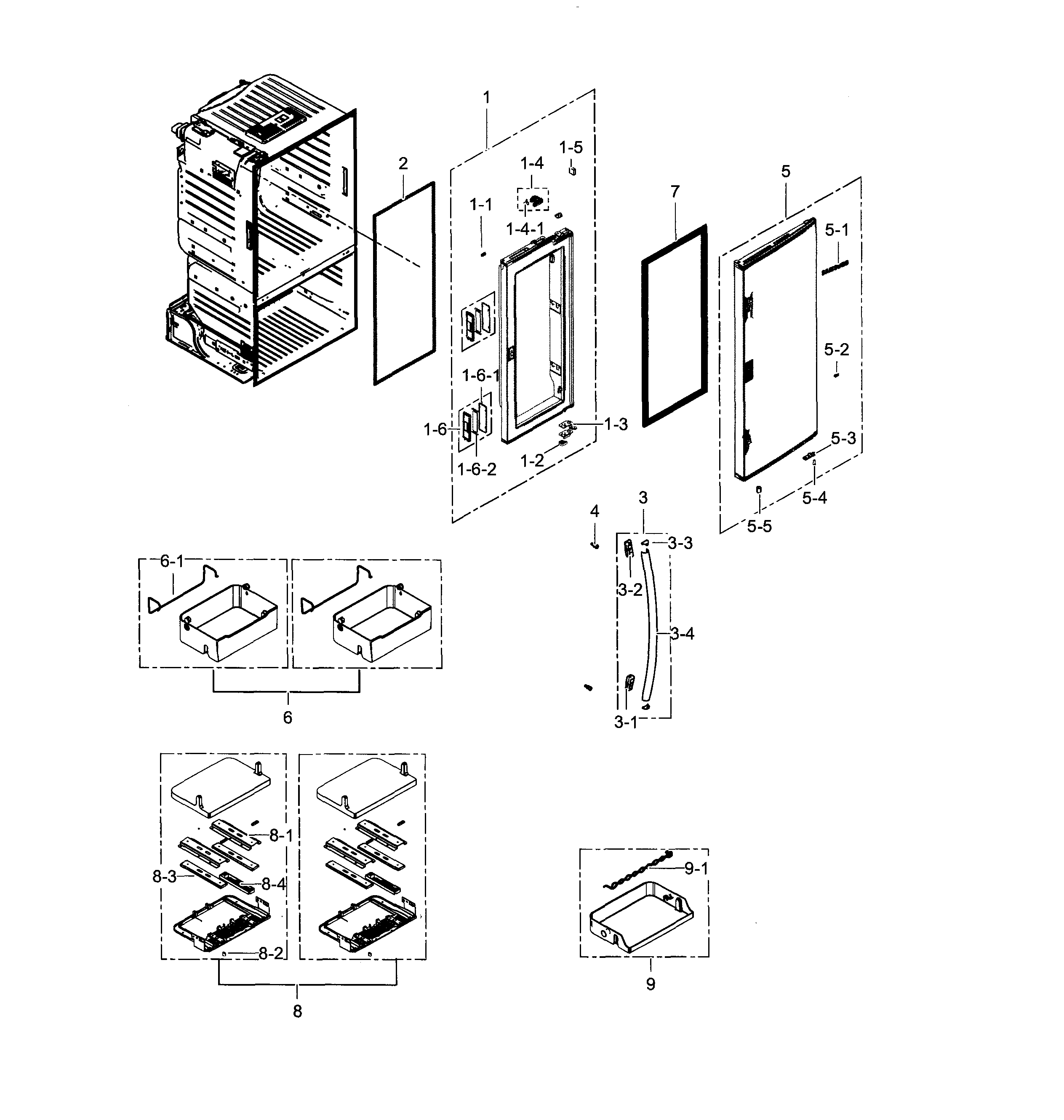 Samsung RF30HBEDBSR/AA-01 refrigerator door r diagram
