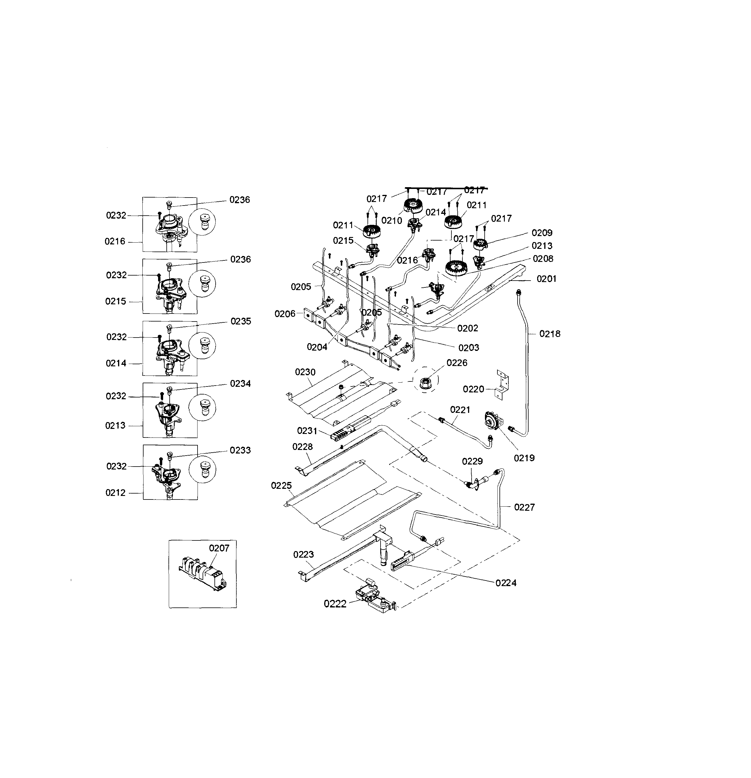 Bosch HGS3053UC/03 valve assy diagram