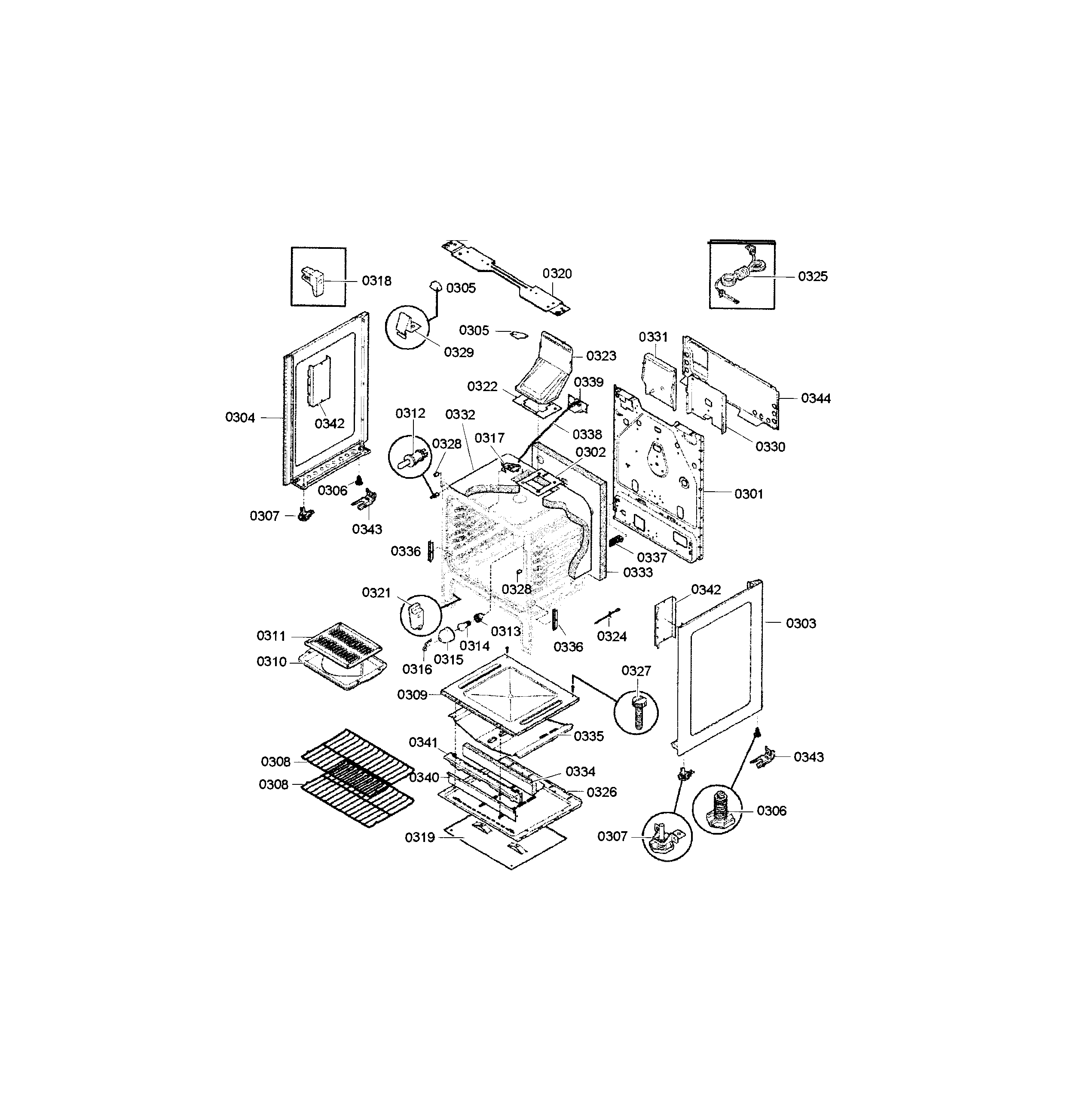 Bosch HGS3053UC/03 frame & cavity diagram