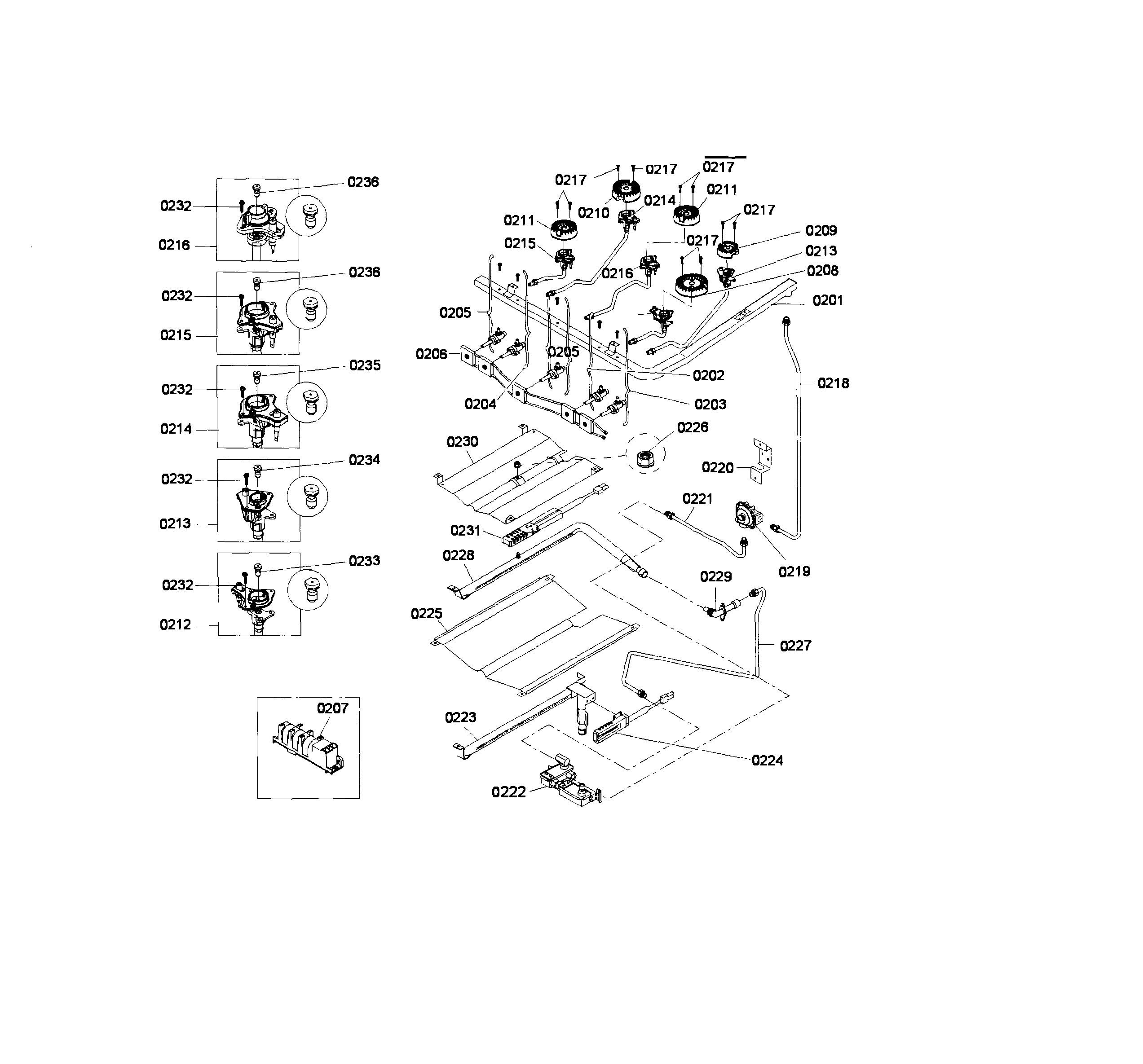 Bosch HGS3063UC/06 valve assy diagram