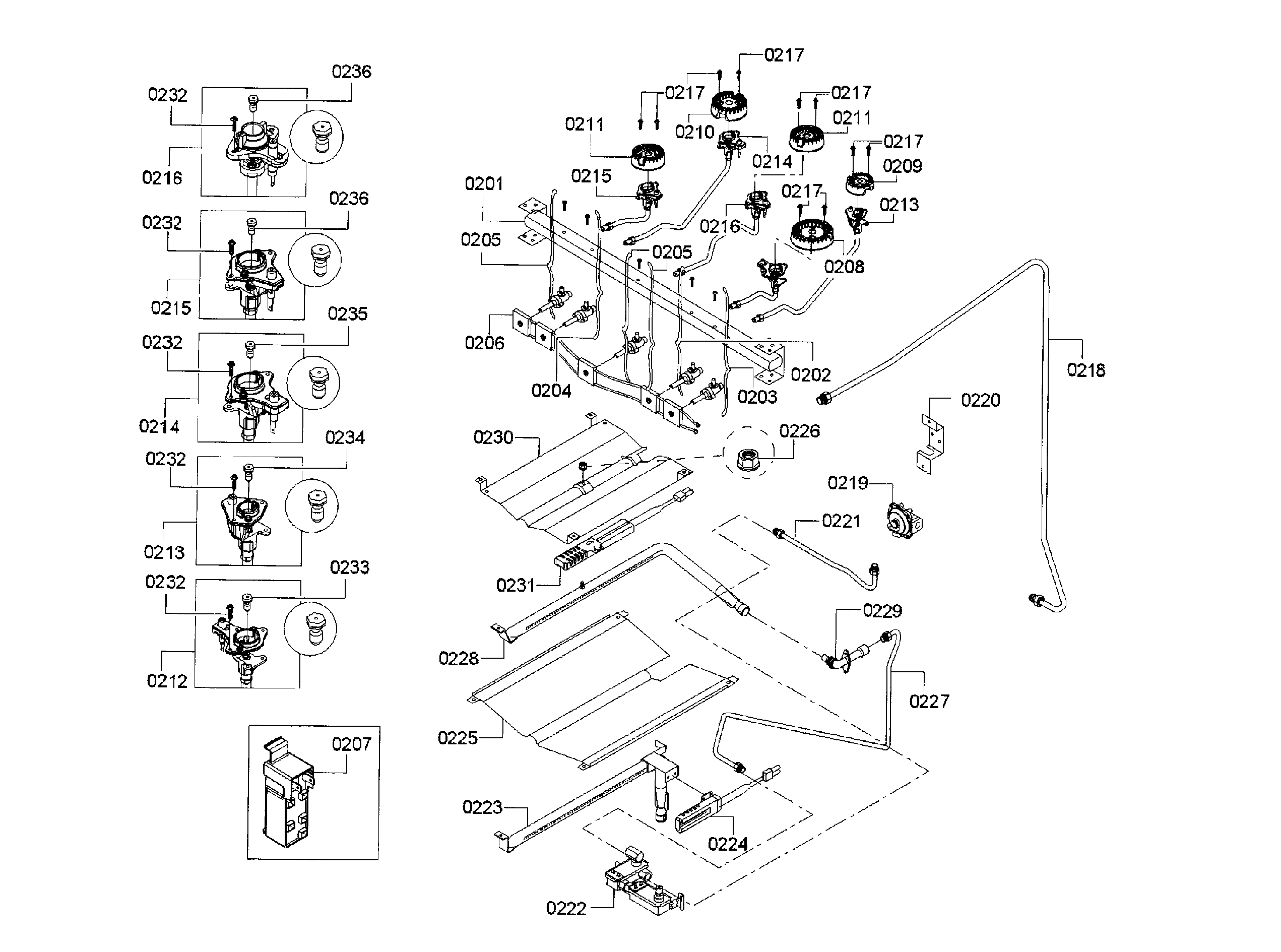 Bosch HGS3063UC/11 valve assy diagram